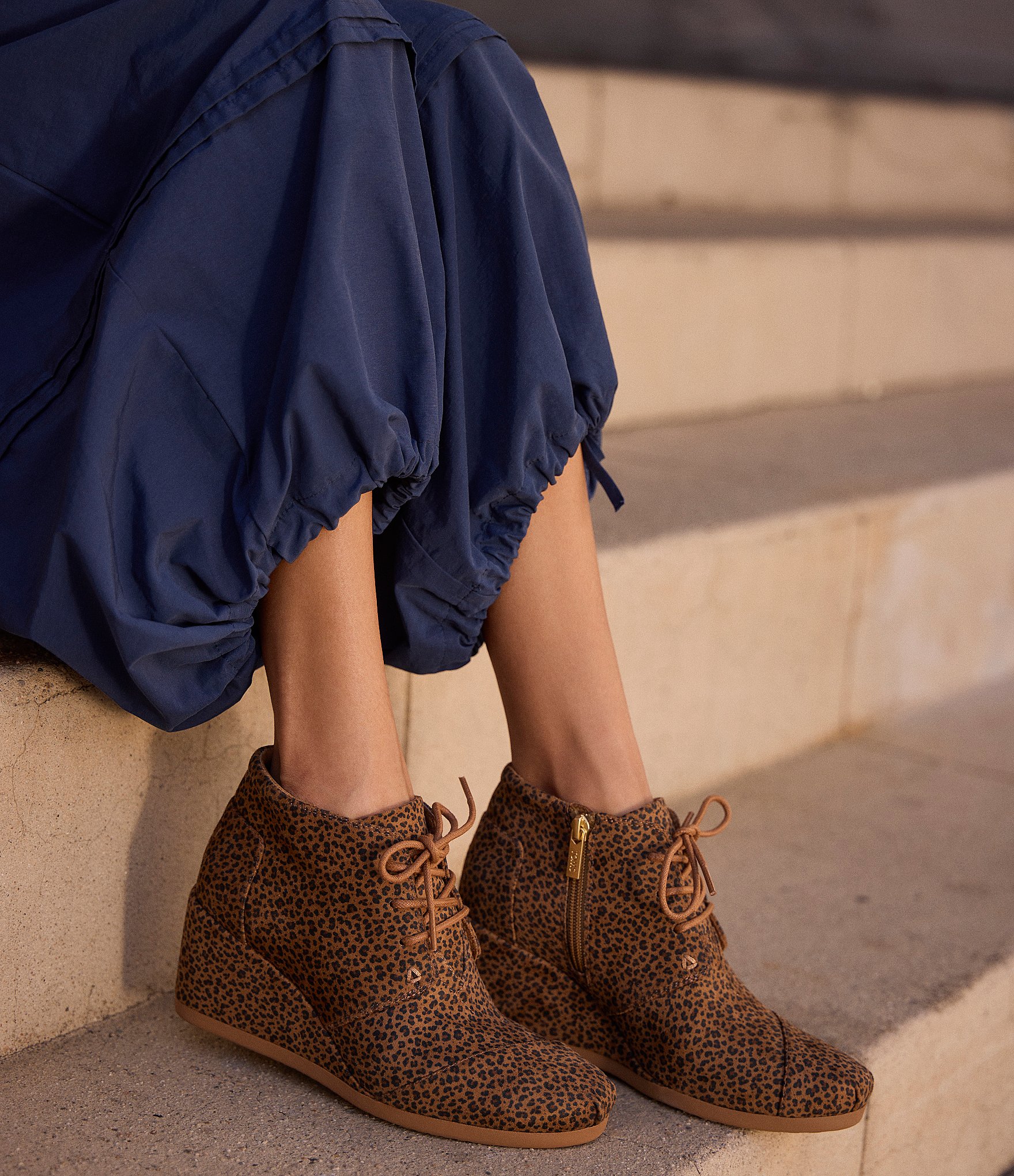 TOMS Women's Leopard Print Desert Wedge Plus Booties