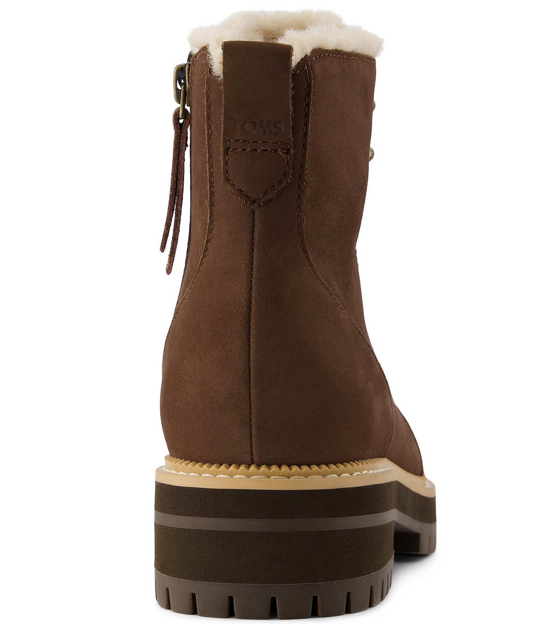 TOMS Wylder Nubuck Suede Faux Fur Lined Hiker Lugged Booties