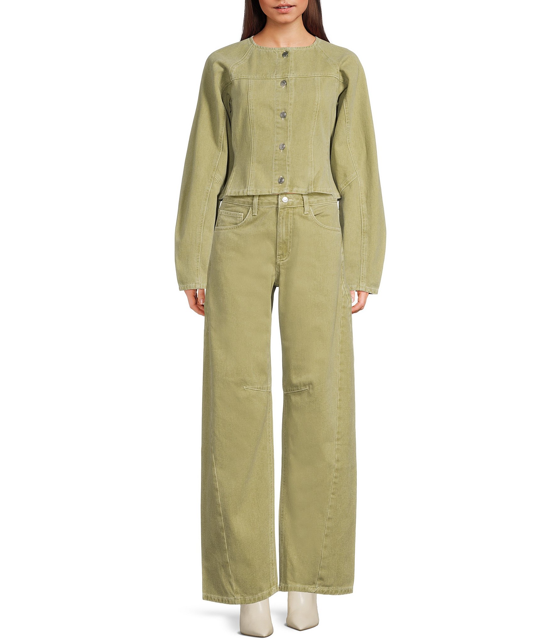 TOPSHOP Mid Rise Barrell Leg Coordinating Jeans