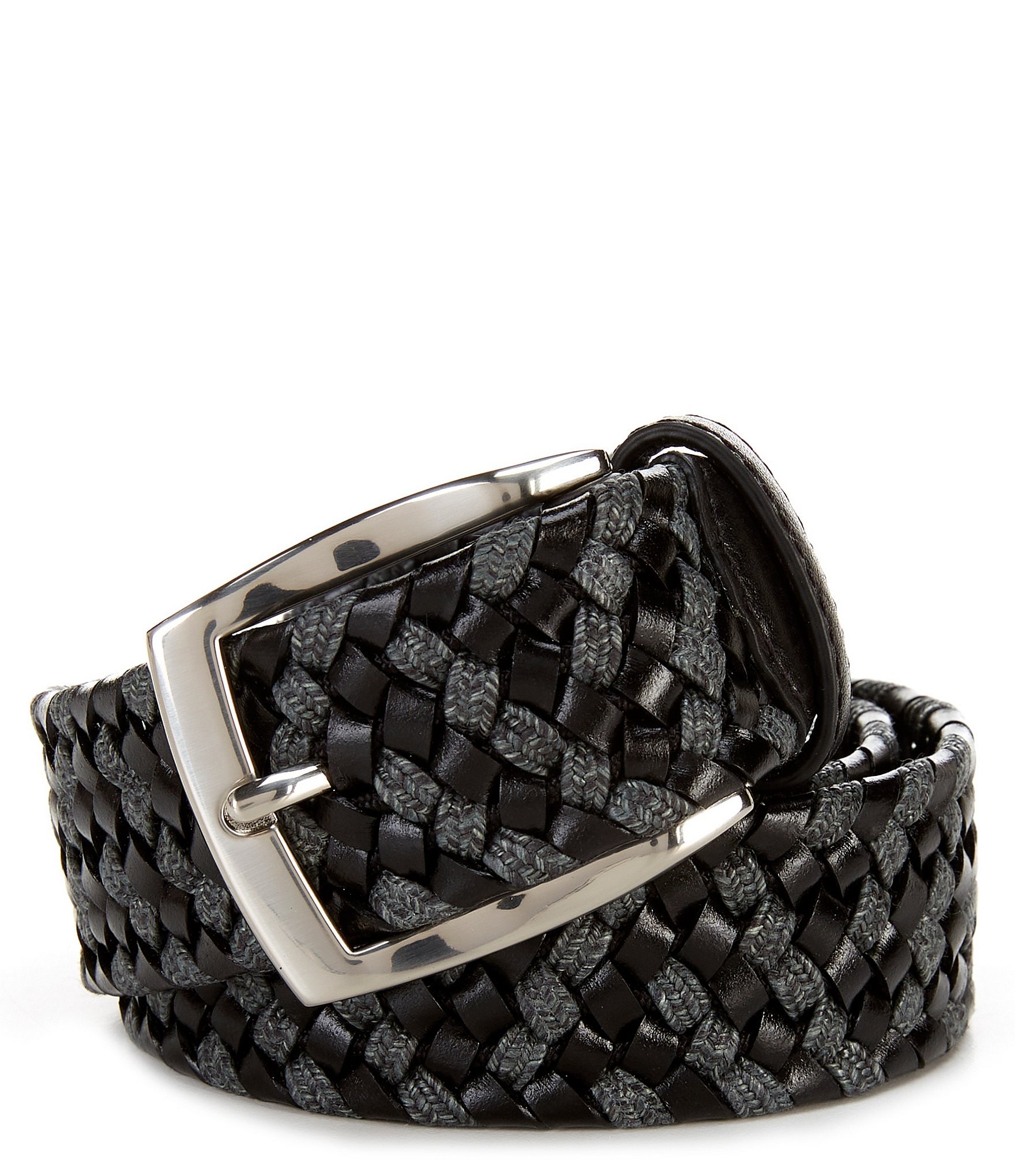 Torino Leather Company Italian Leather/Waxed-Cotton Braided Belt ...