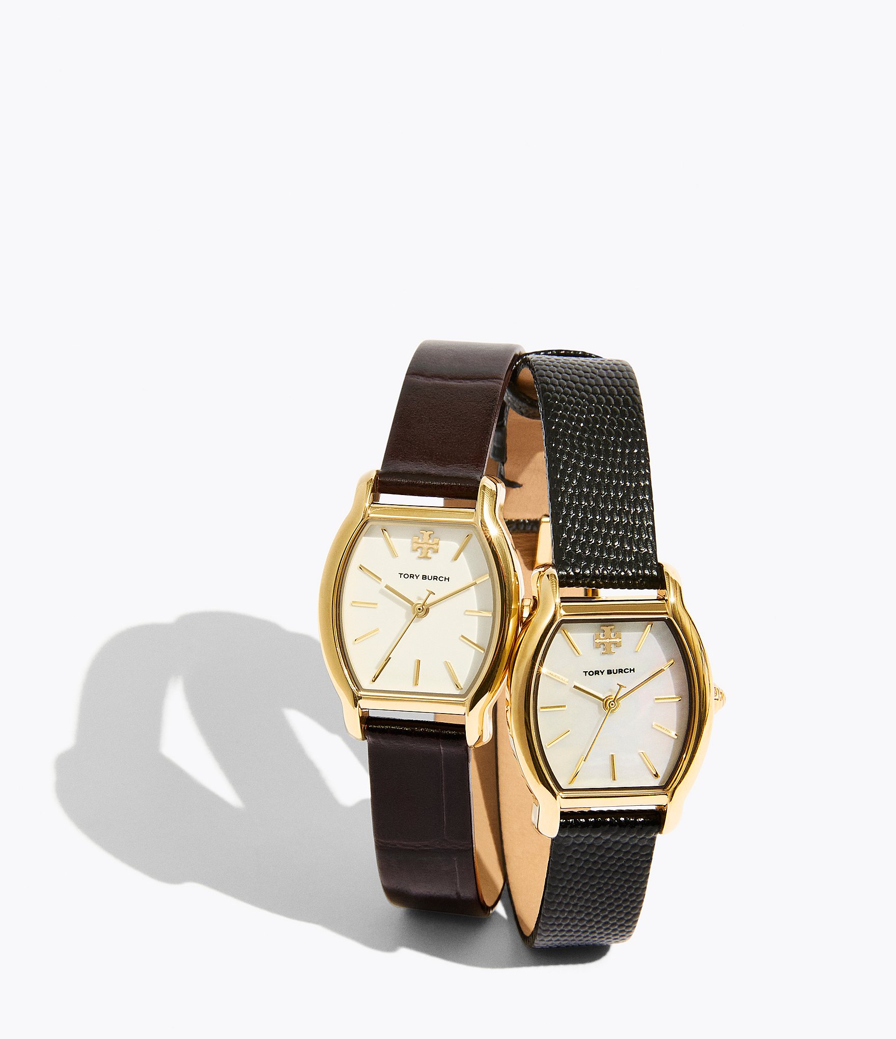 Tory Burch Women's Small Eleanor Curve Quartz Three-Hand Brown Leather Strap Watch