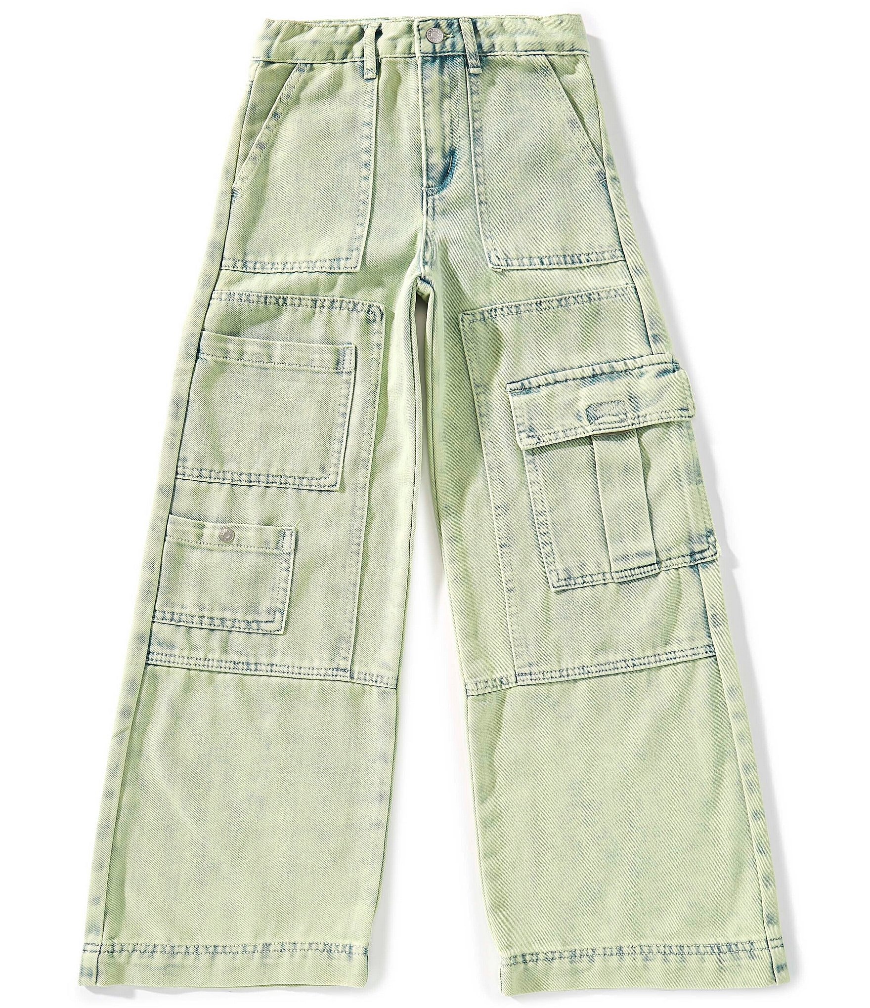 Tractr Big Girls Cargo-Pocket Wide-Leg Twill Pants