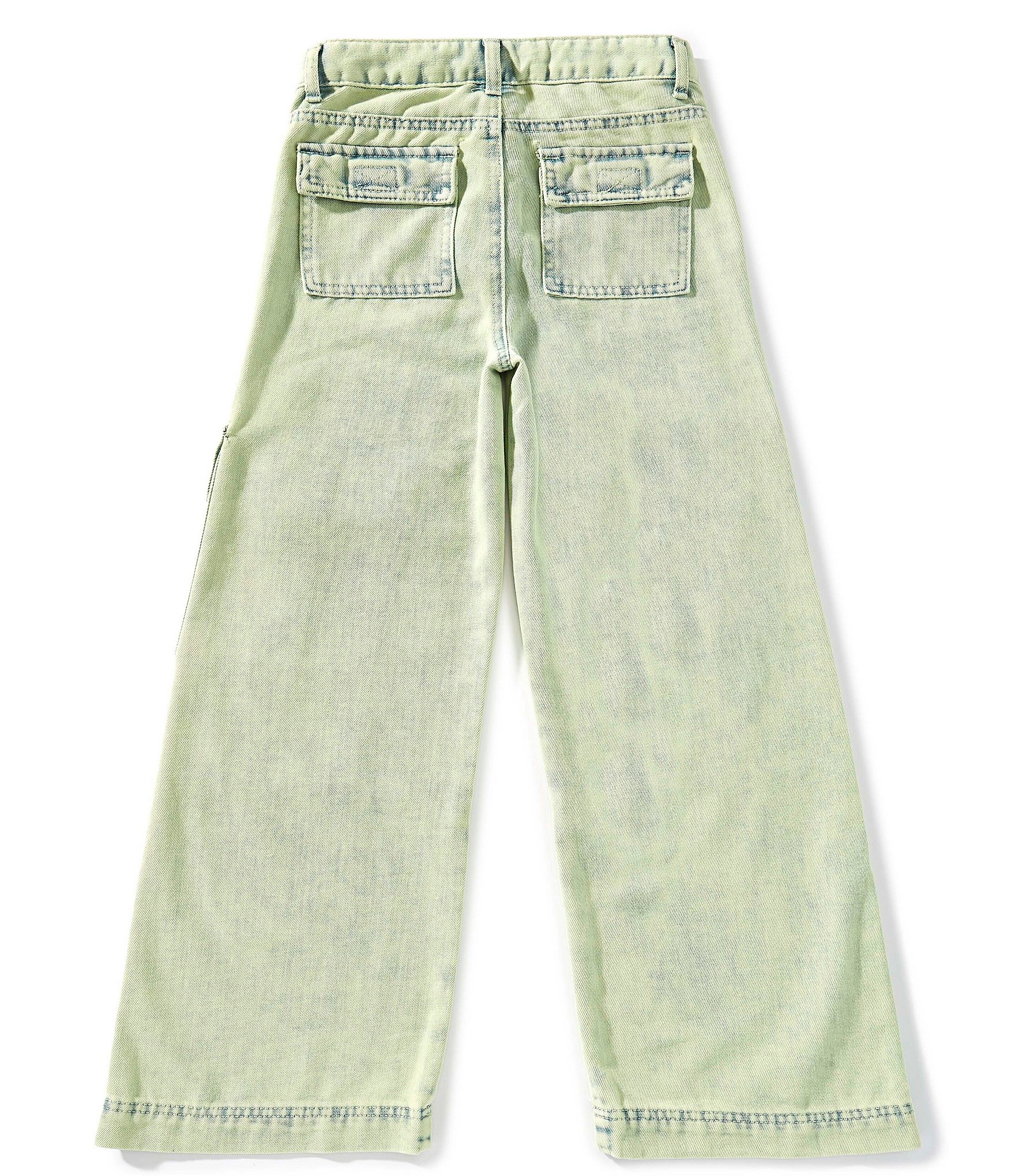 Tractr Big Girls Cargo-Pocket Wide-Leg Twill Pants