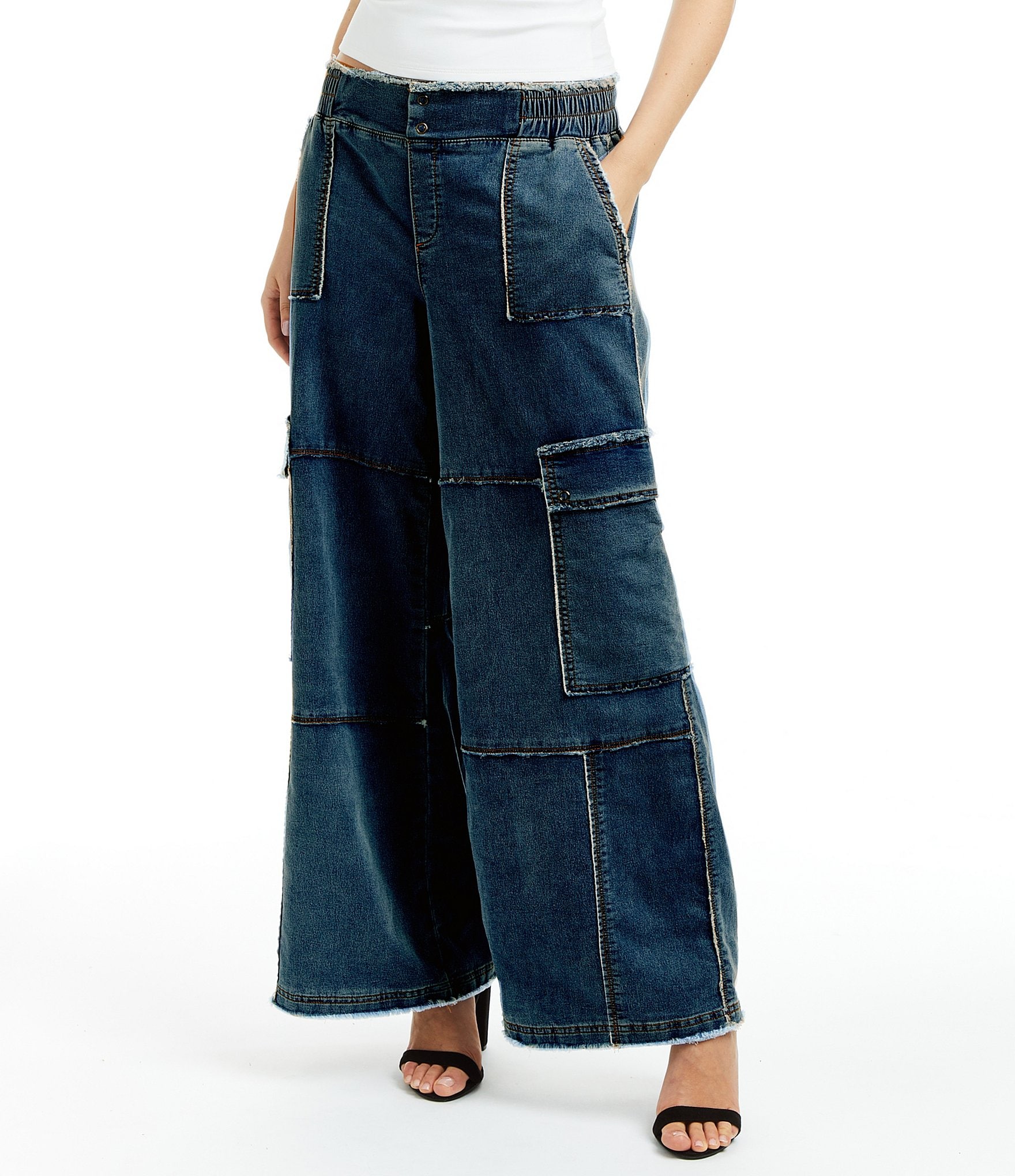 Tractr Blu Cargo Lounge Mid Rise Denim Jeans