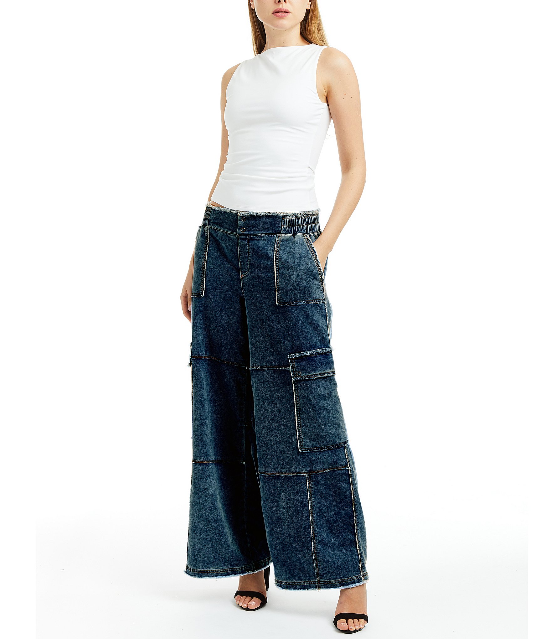 Tractr Blu Cargo Lounge Mid Rise Denim Jeans