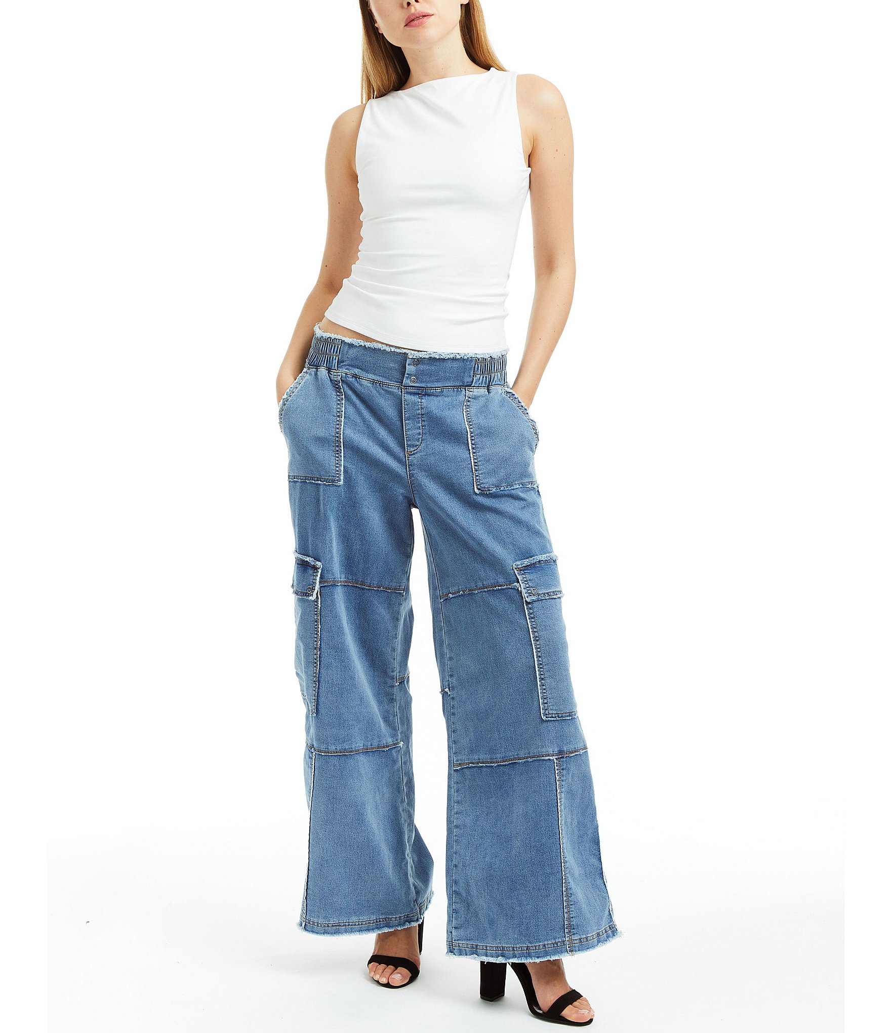 Tractr Blu Cargo Lounge Mid Rise Denim Jeans