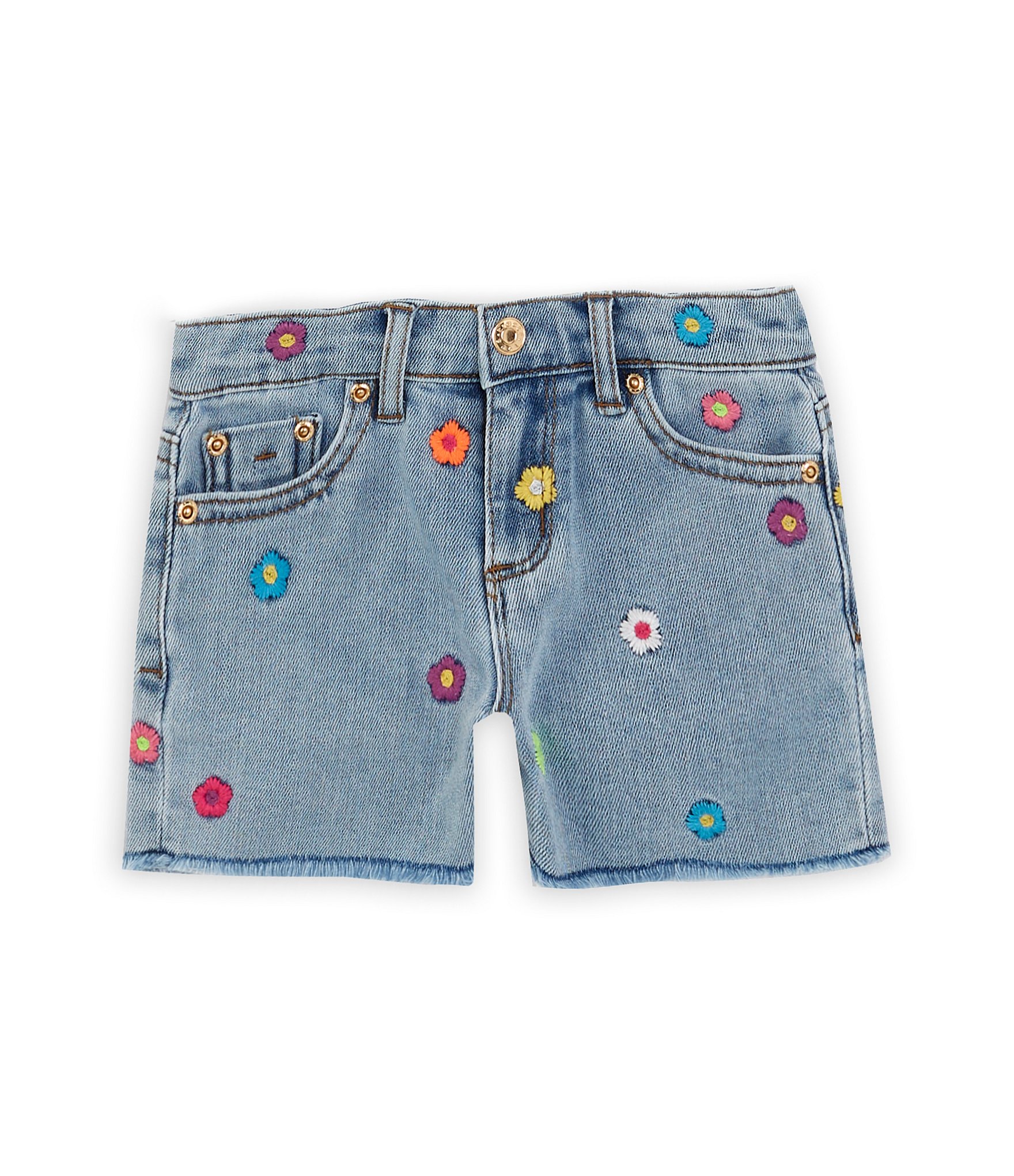 Tractr Little Girls 4-6X Multi Color Daisy Embroidered Shorts | Dillard's