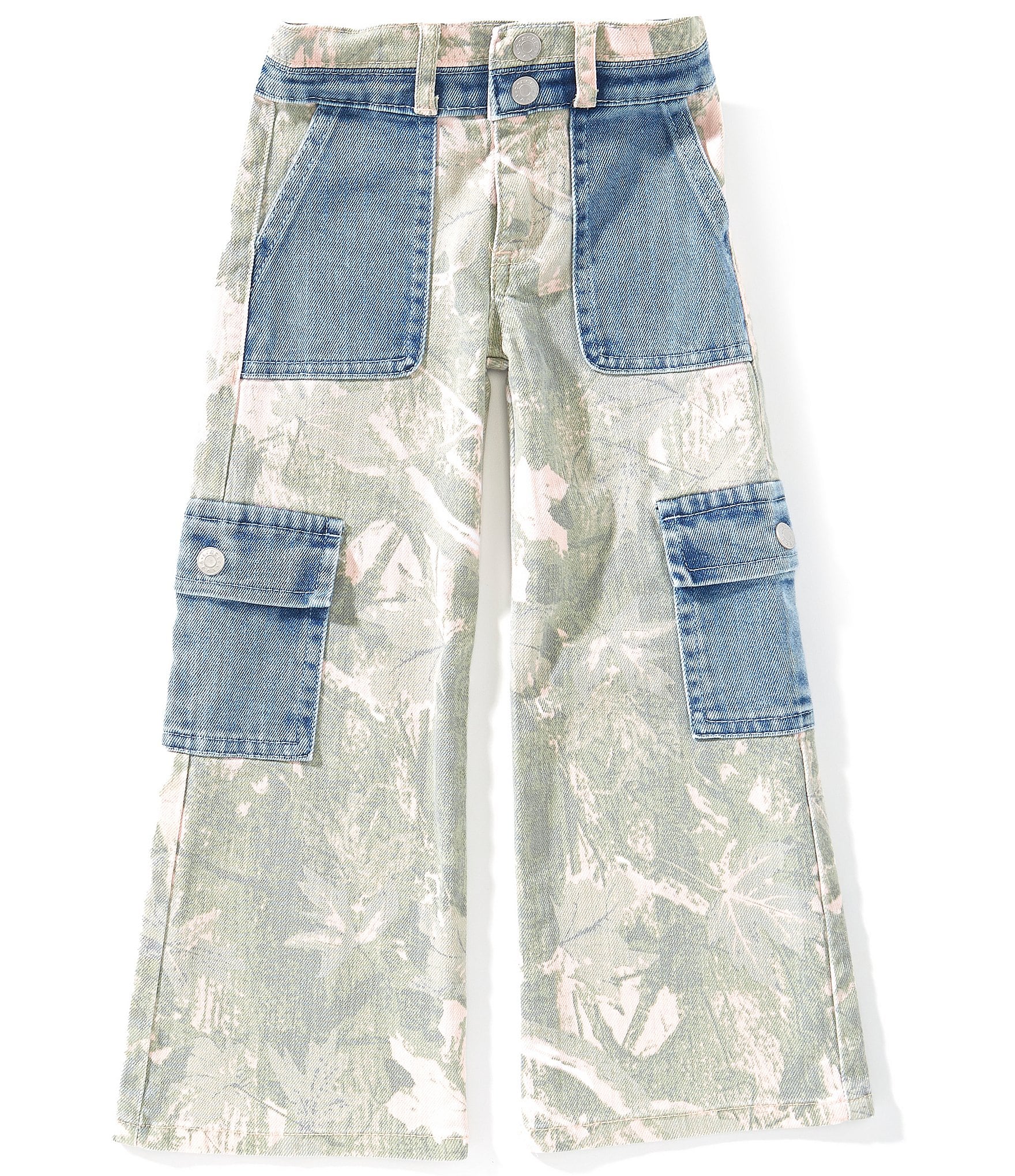 Tractr Little Girls Camouflage Contrast Cargo Pocket Pants