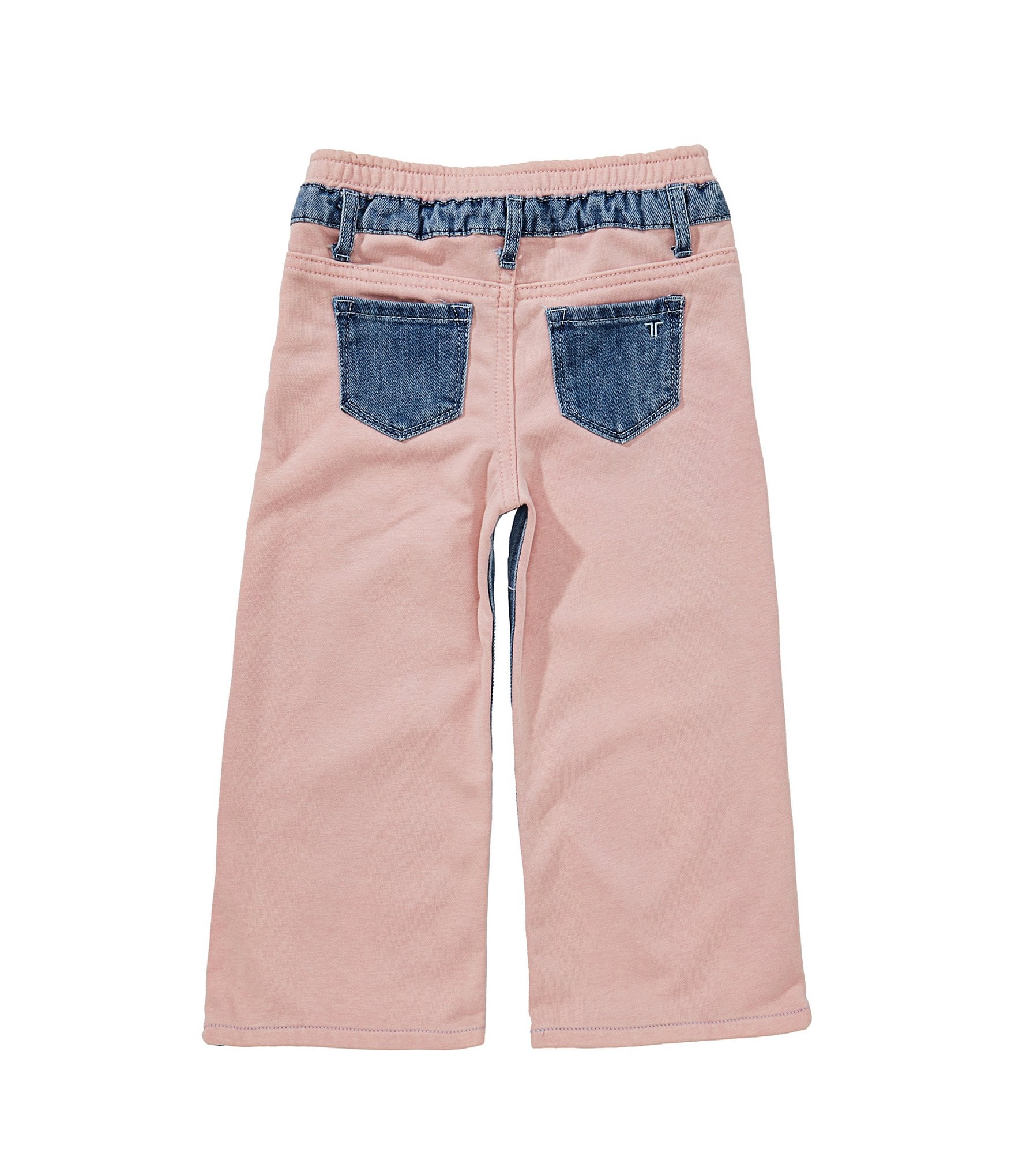 Tractr Little Girls Denim/French Terry Pants