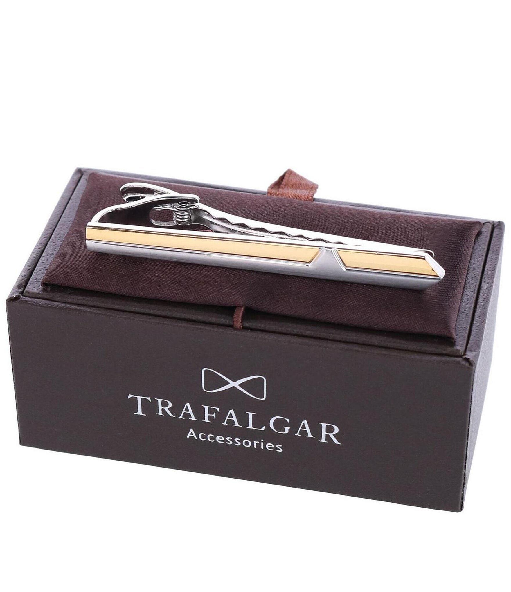 Trafalgar Brushed Rhodium and Shiny Gold Tie Bar