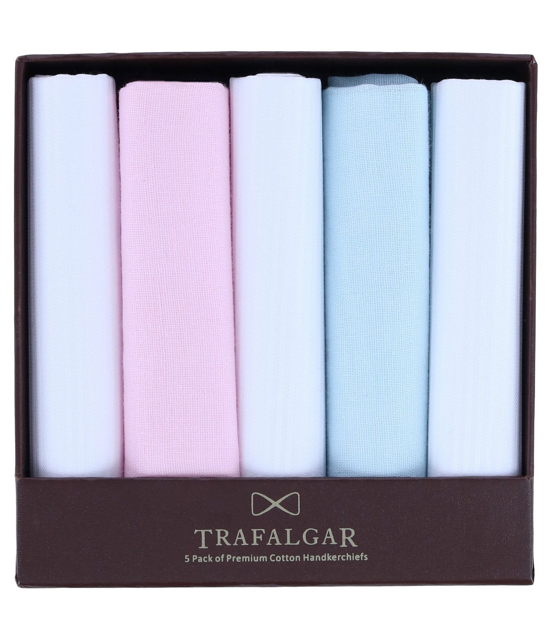 Trafalgar Dapper Premium Cotton Rolled Handkerchiefs 5-Pack