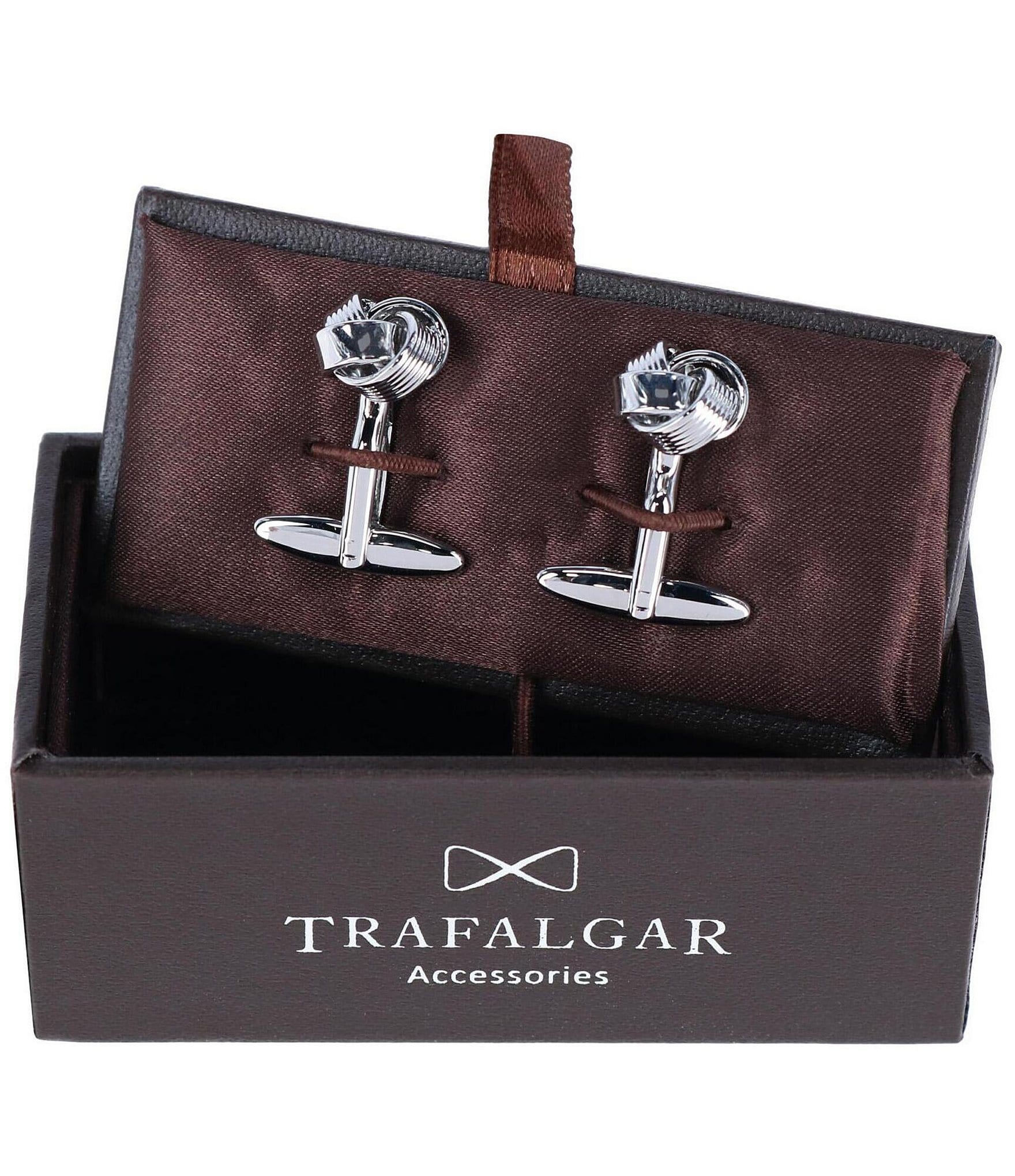 Trafalgar Detailed Knot Rhodium Cuff Links