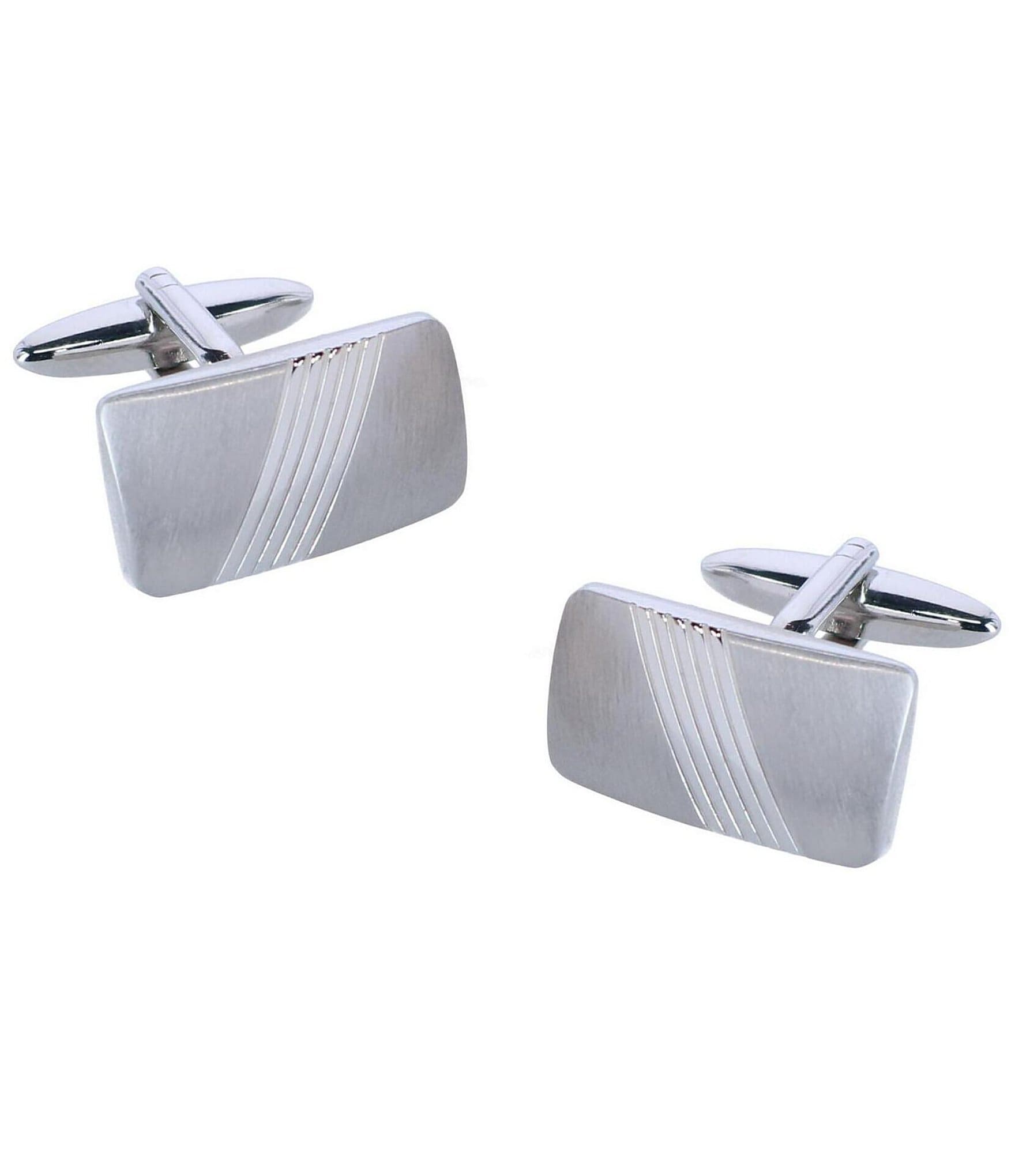 Trafalgar Diagonal Detail Rhodium Cuff Links