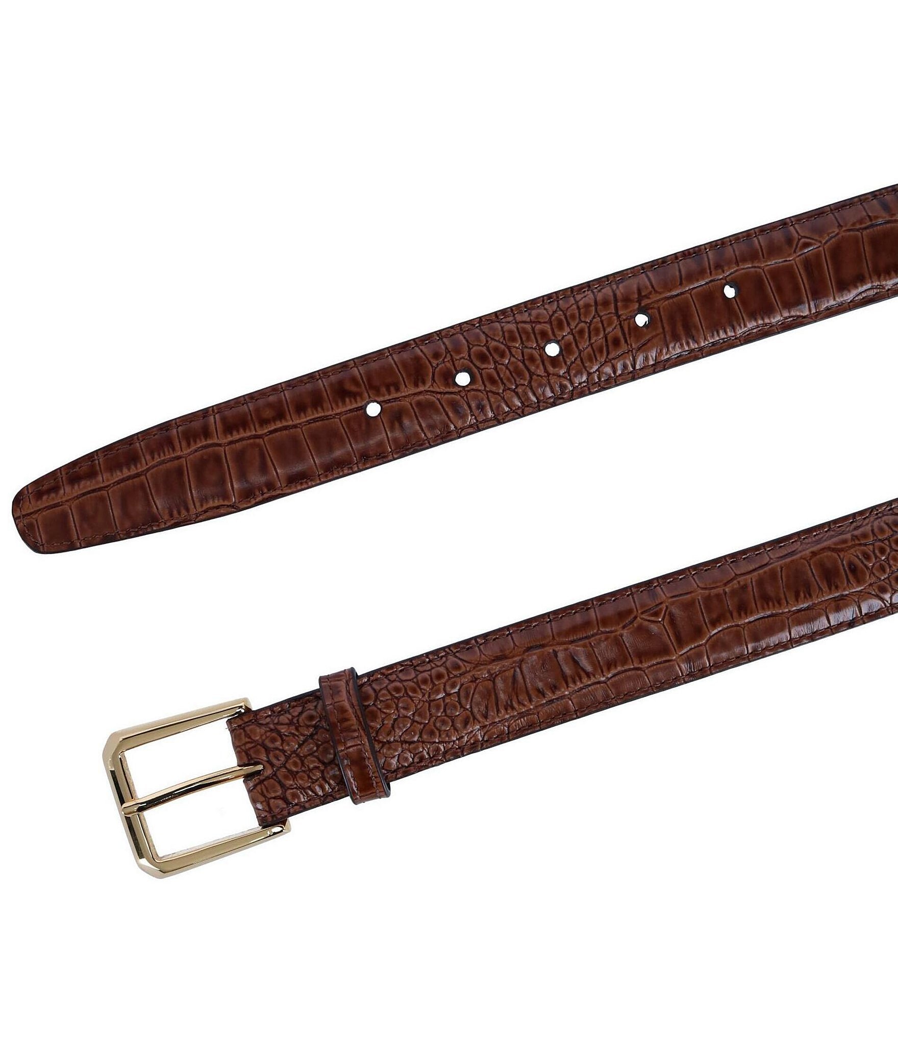 Trafalgar Mock Alligator Embossed Italian Leather Belt