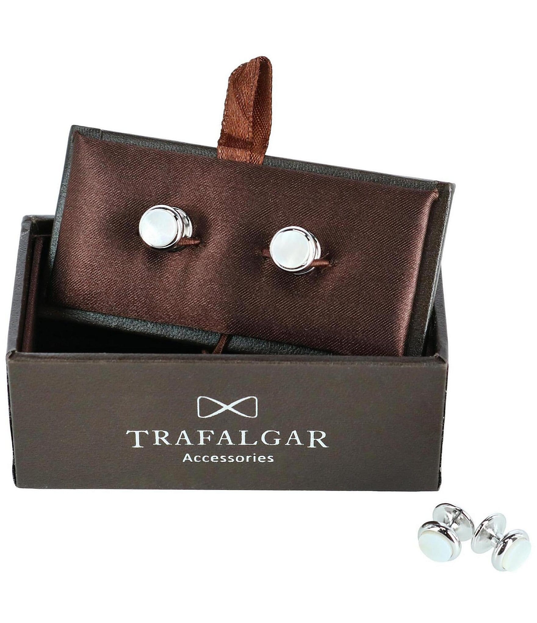 Trafalgar Sutton Mother Of Pearl Rhodium Tuxedo 4-Piece Stud Set