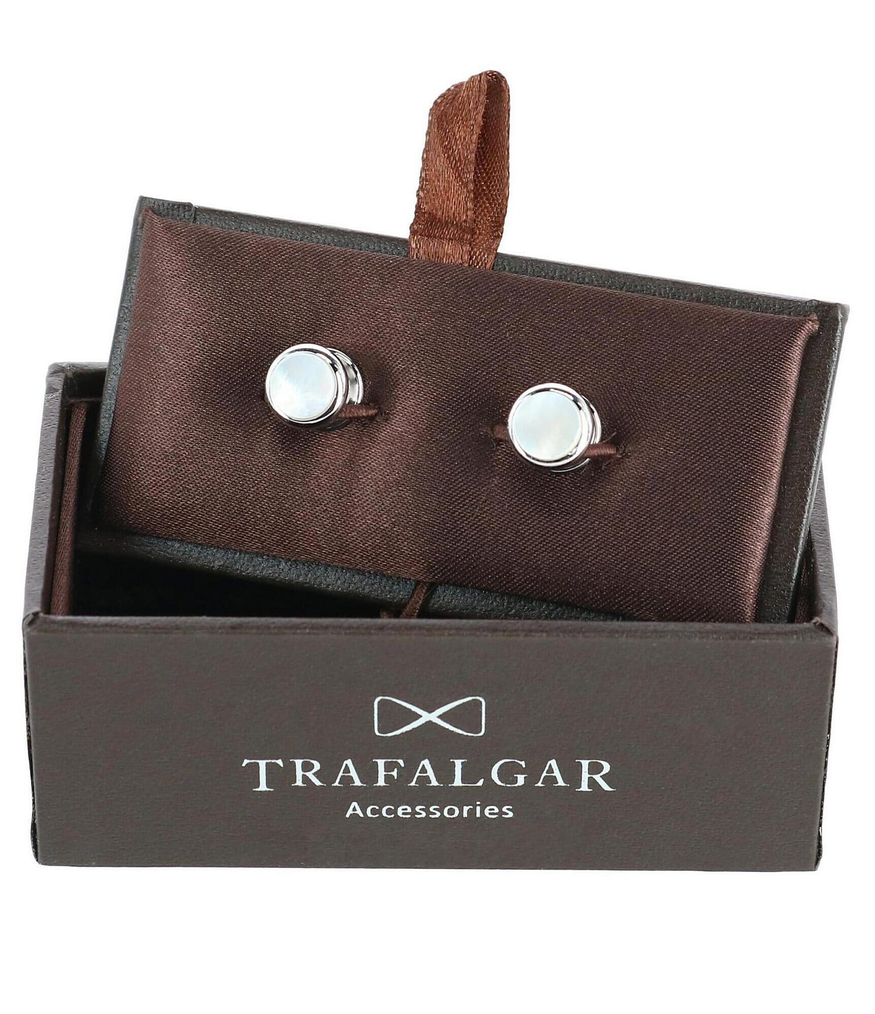 Trafalgar Sutton Mother Of Pearl Rhodium Tuxedo 4-Piece Stud Set