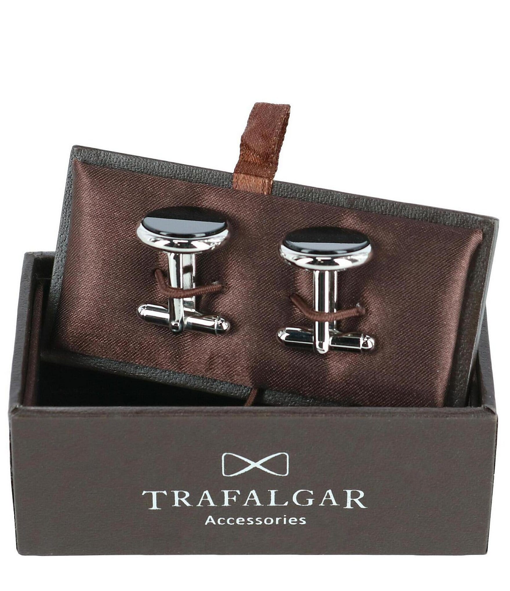 Trafalgar Sutton Round Genuine Onyx Cuff Links