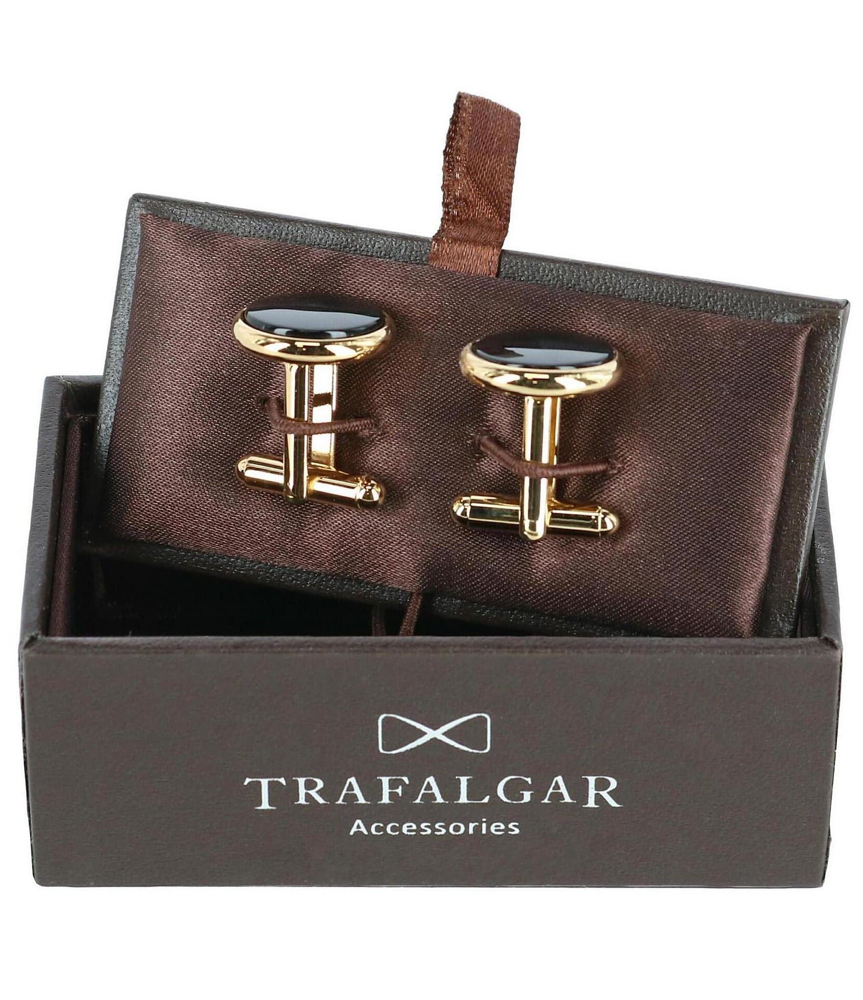 Trafalgar Sutton Round Genuine Onyx Cuff Links