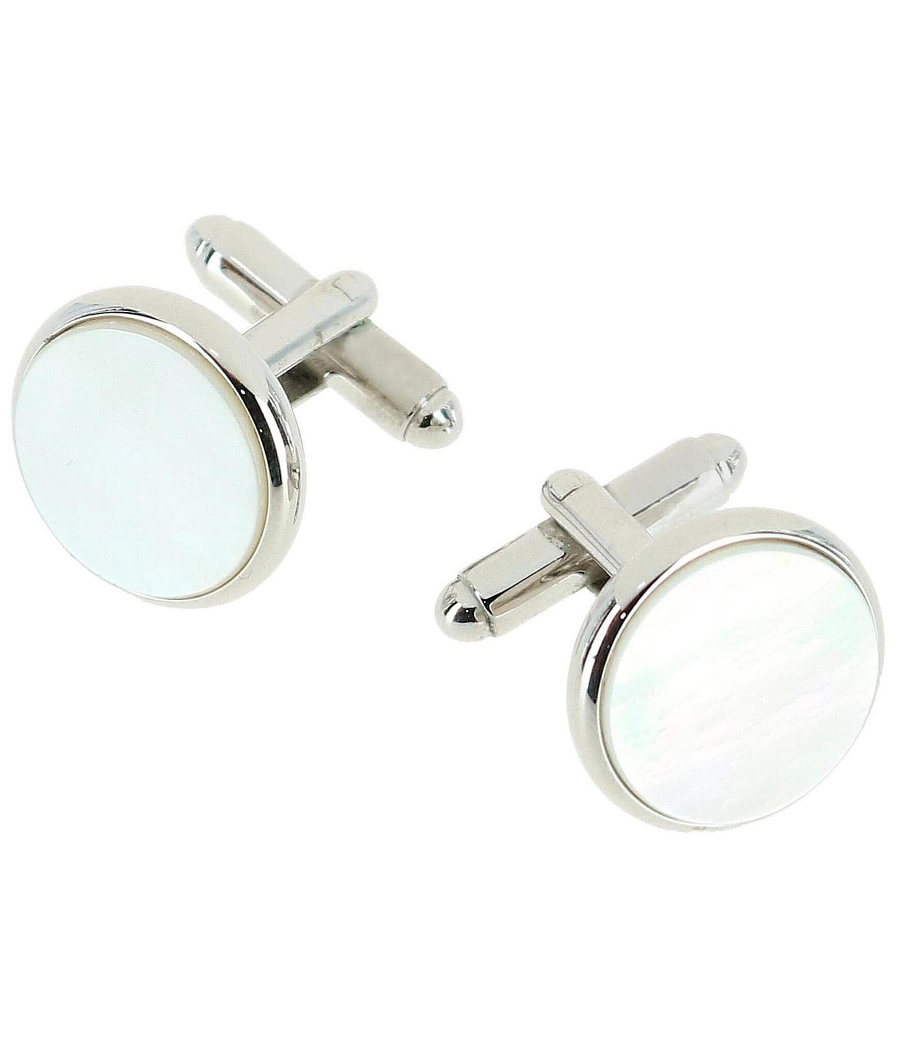 Trafalgar Sutton Round Mother Of Pearl Rhodium Cuff Links