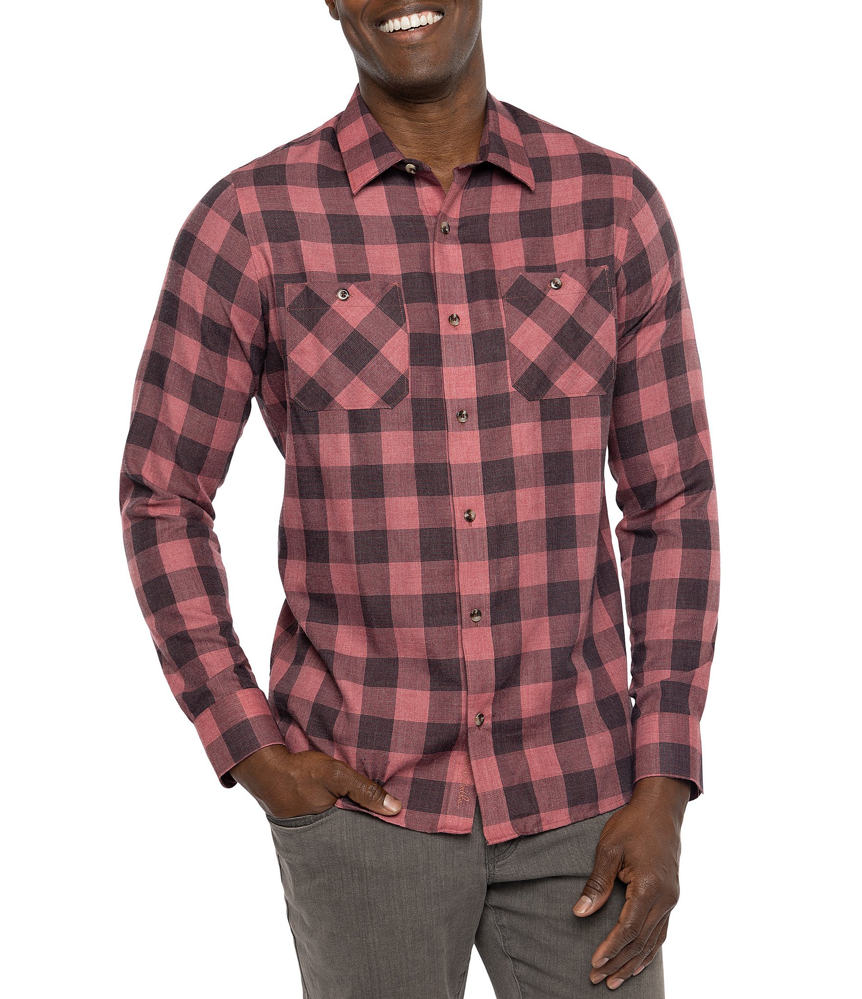 TravisMathew Cloud Flannel Plaid Long Sleeve Woven Shirt | Dillard's