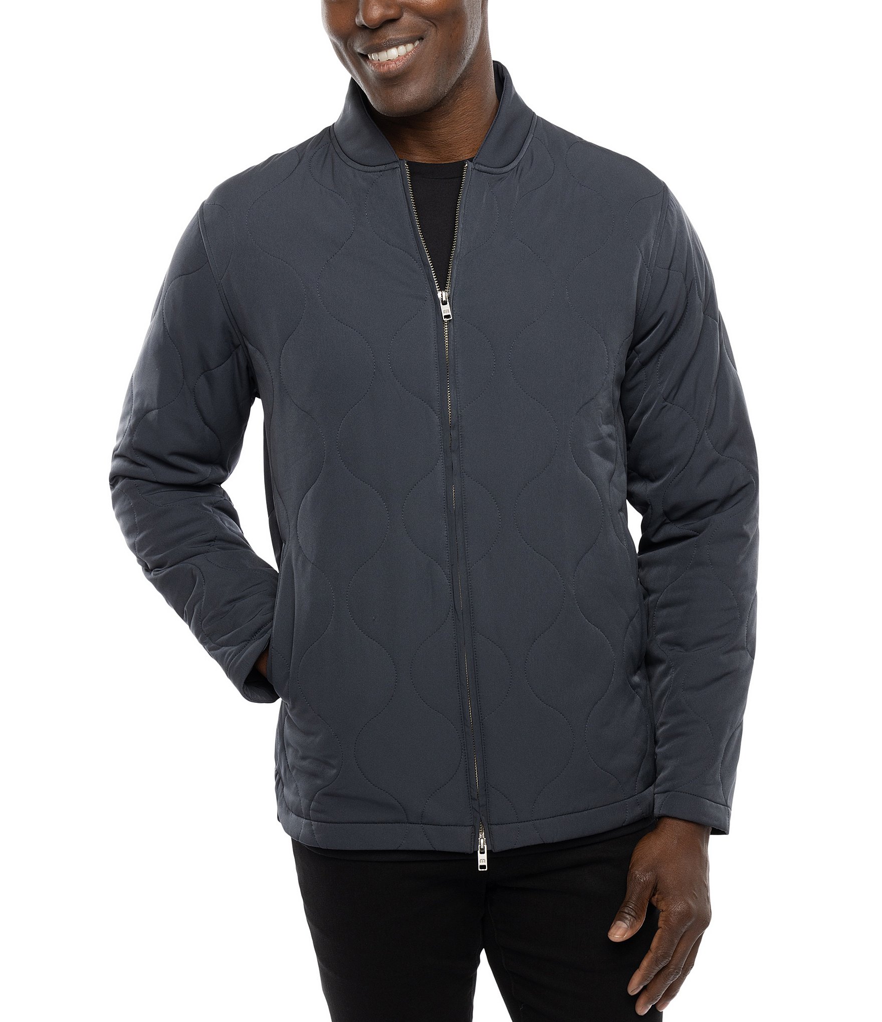 Roundtree & Yorke Matte Diamond Quilted Bomber Jacket