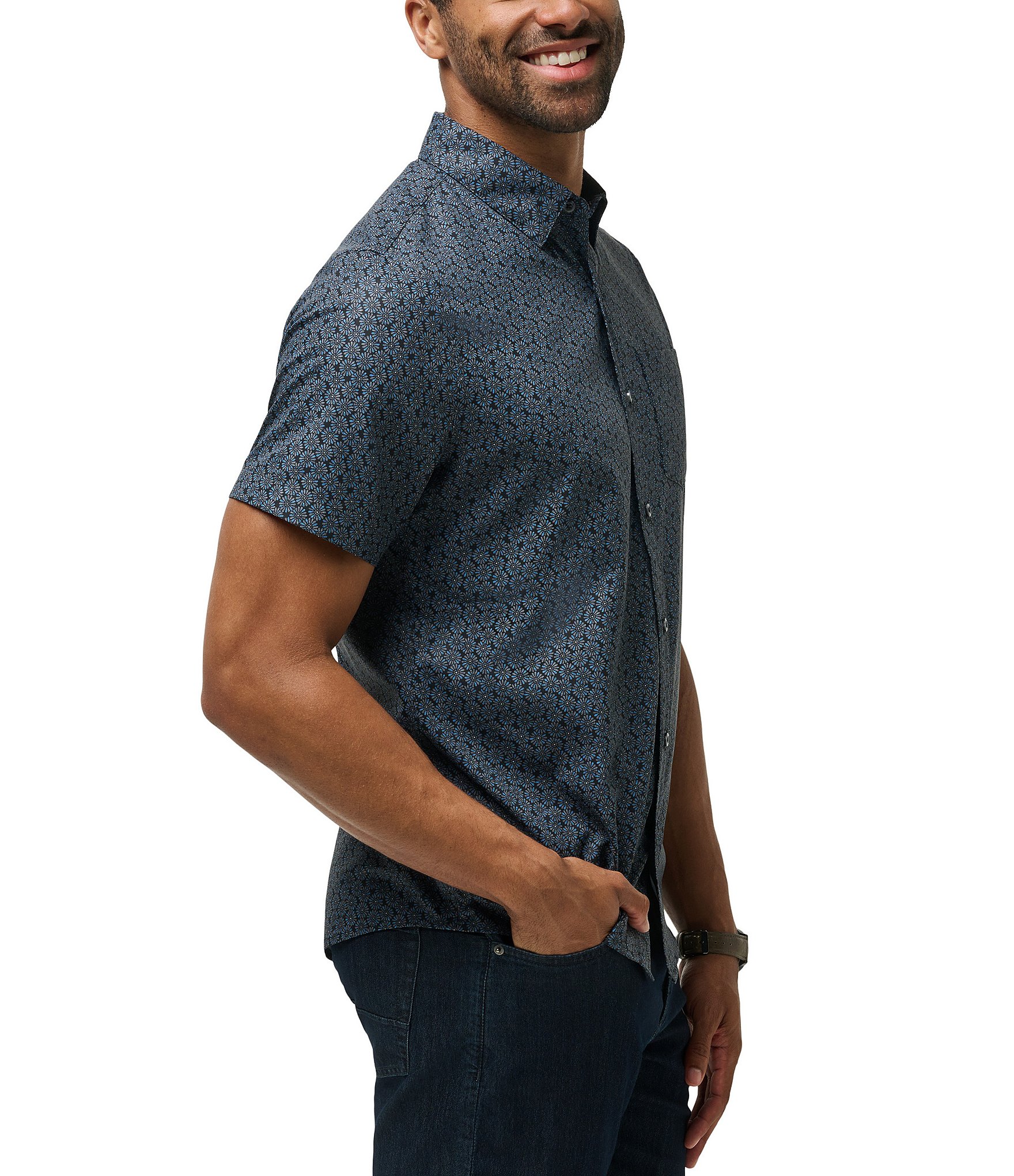 TravisMathew Country Mile Short Sleeve Woven Shirt