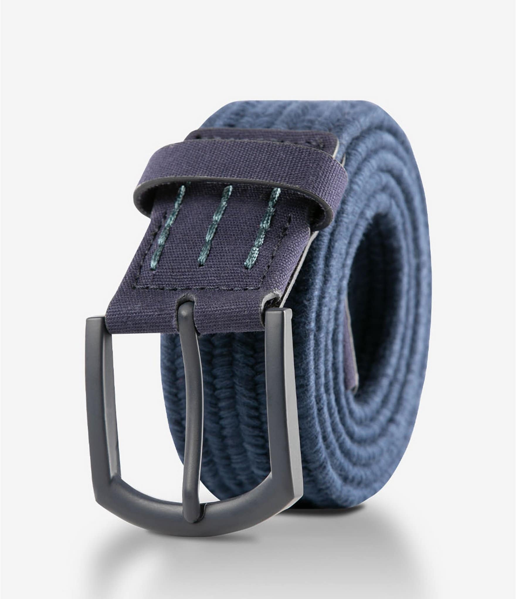 Blue Suede Leather Belt Without Buckle Men's Woven Belt 