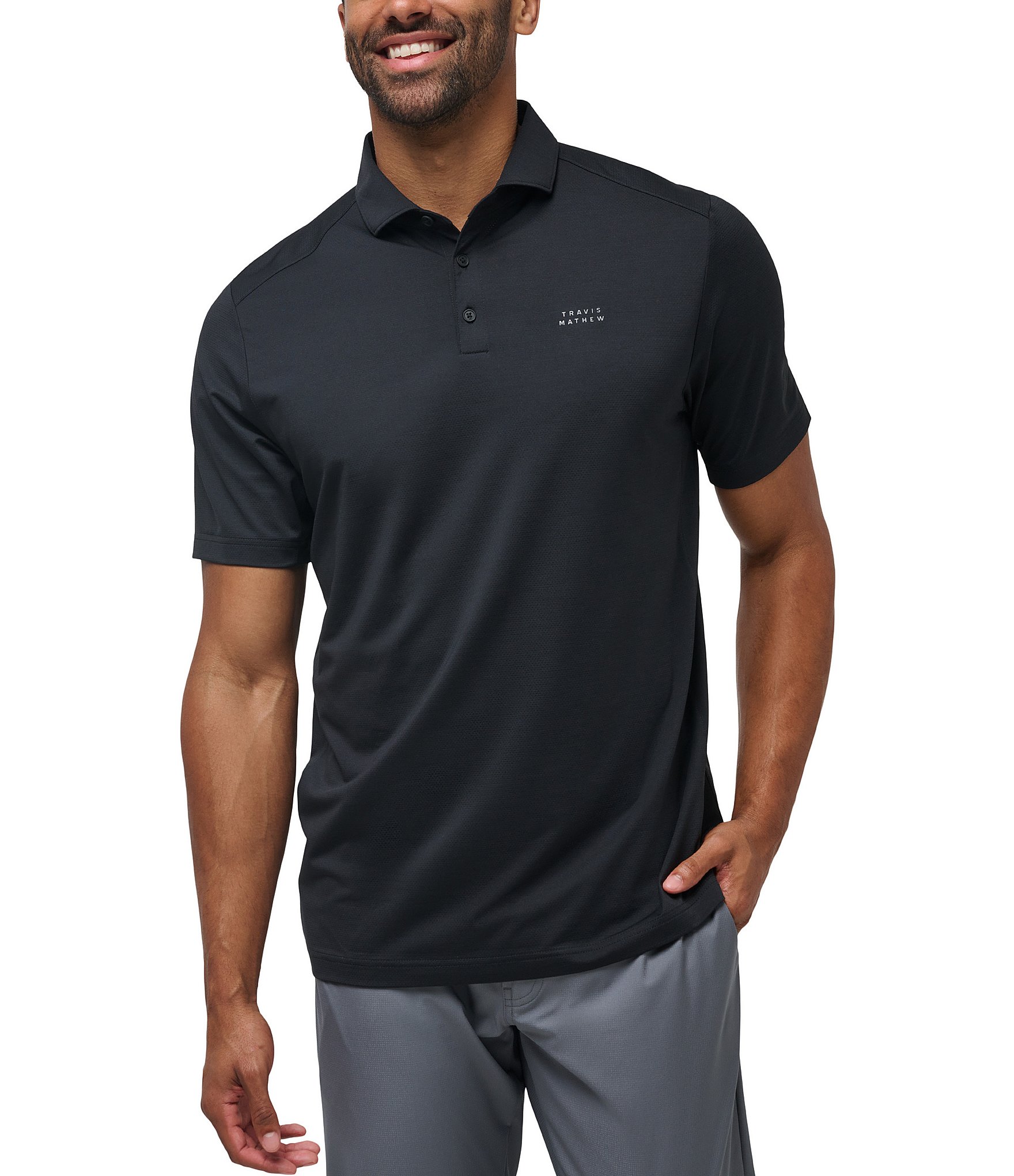 TravisMathew Performance Stretch The Heater Pro Short Sleeve Polo Shirt