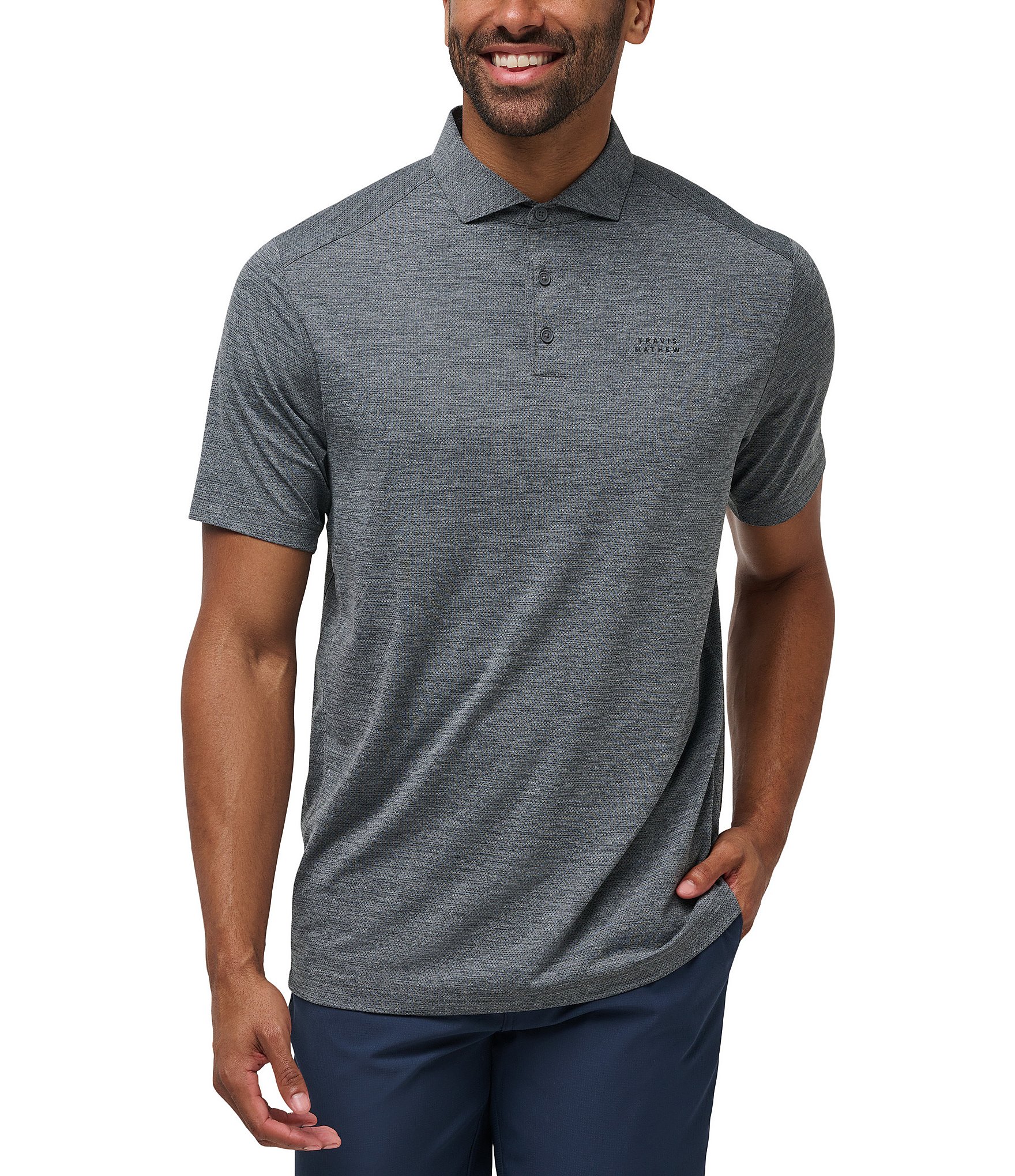 TravisMathew Performance Stretch The Heater Pro Short Sleeve Polo Shirt