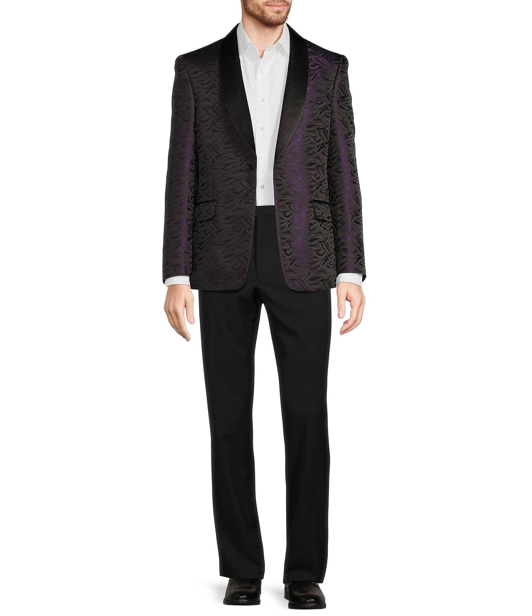 Tre Vero Modern Fit Jacquard Pattern Suit Jacket