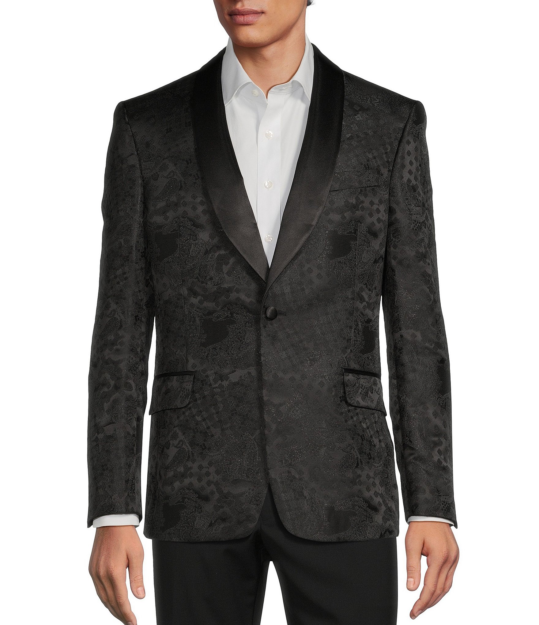 Tre Vero Modern Fit Paisley Jacquard Pattern Suit Jacket