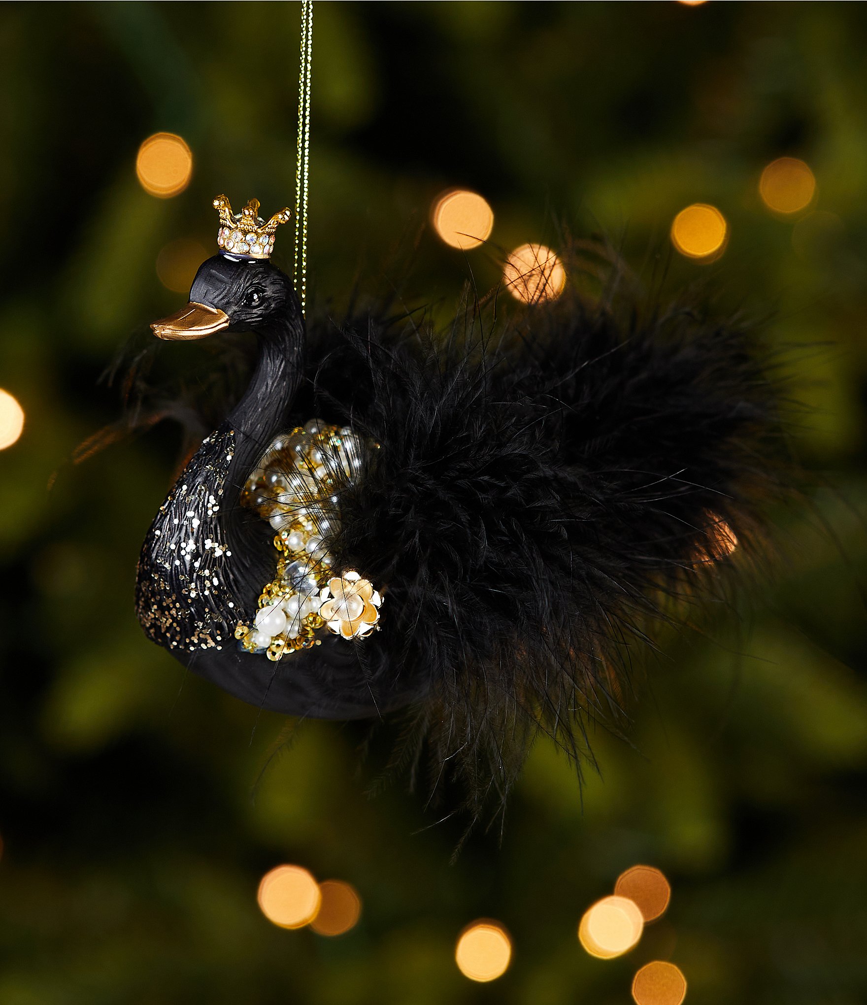 Trimsetter An Elegant Affair Black Swan Feathered Ornament