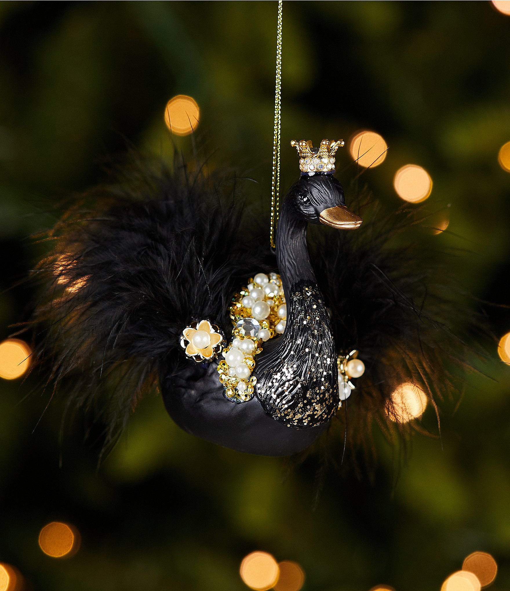 Trimsetter An Elegant Affair Black Swan Feathered Ornament