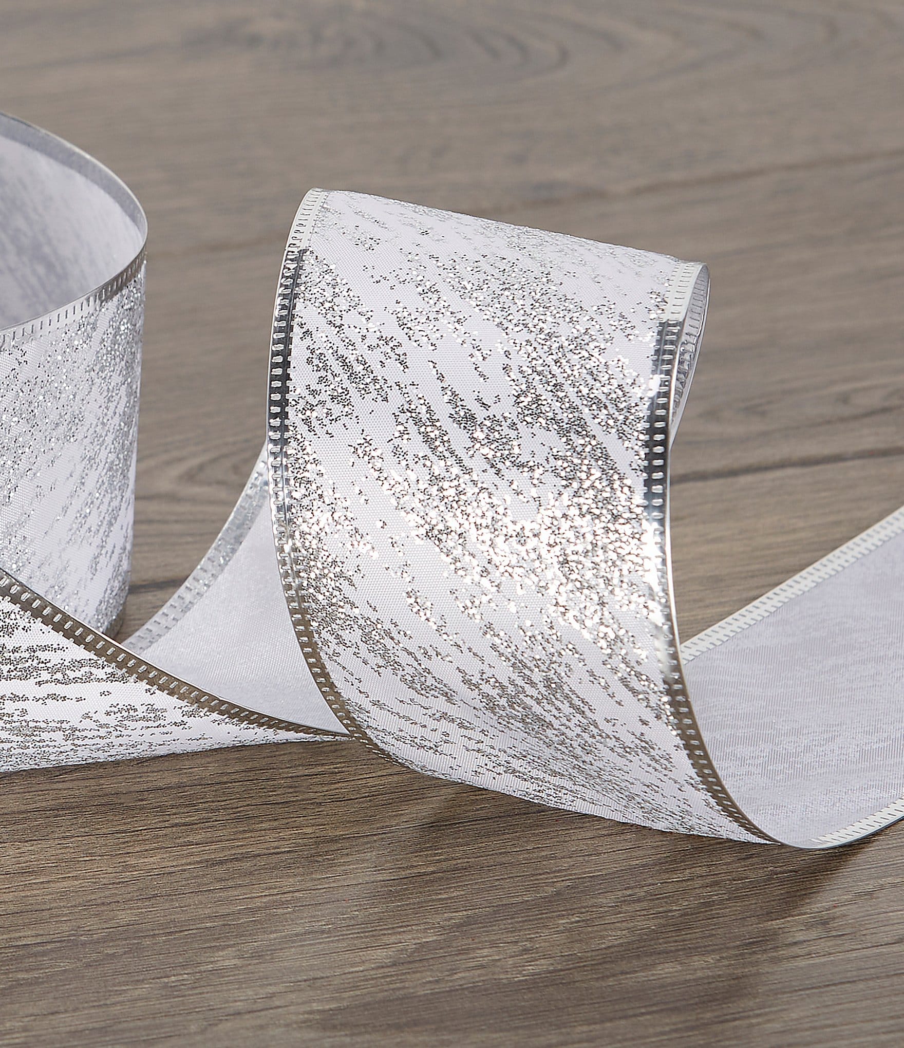 Trimsetter Glittered Silver Foil 15ft. Ribbon