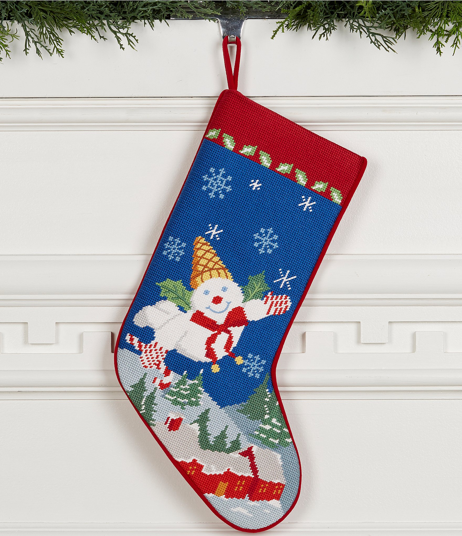 The Holiday Aisle® Casteel Santa and Reindeers Needlepoint Stocking &  Reviews