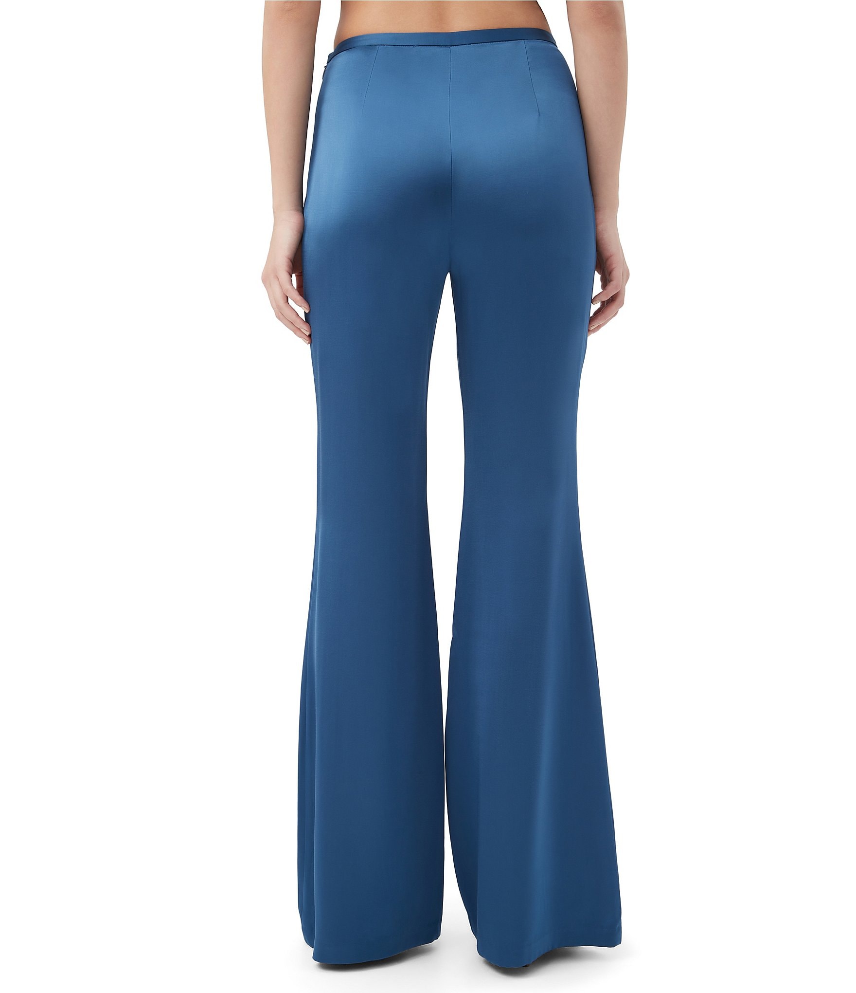 Trina Turk Anmitsu Satin Flat Front Flare Leg Pants