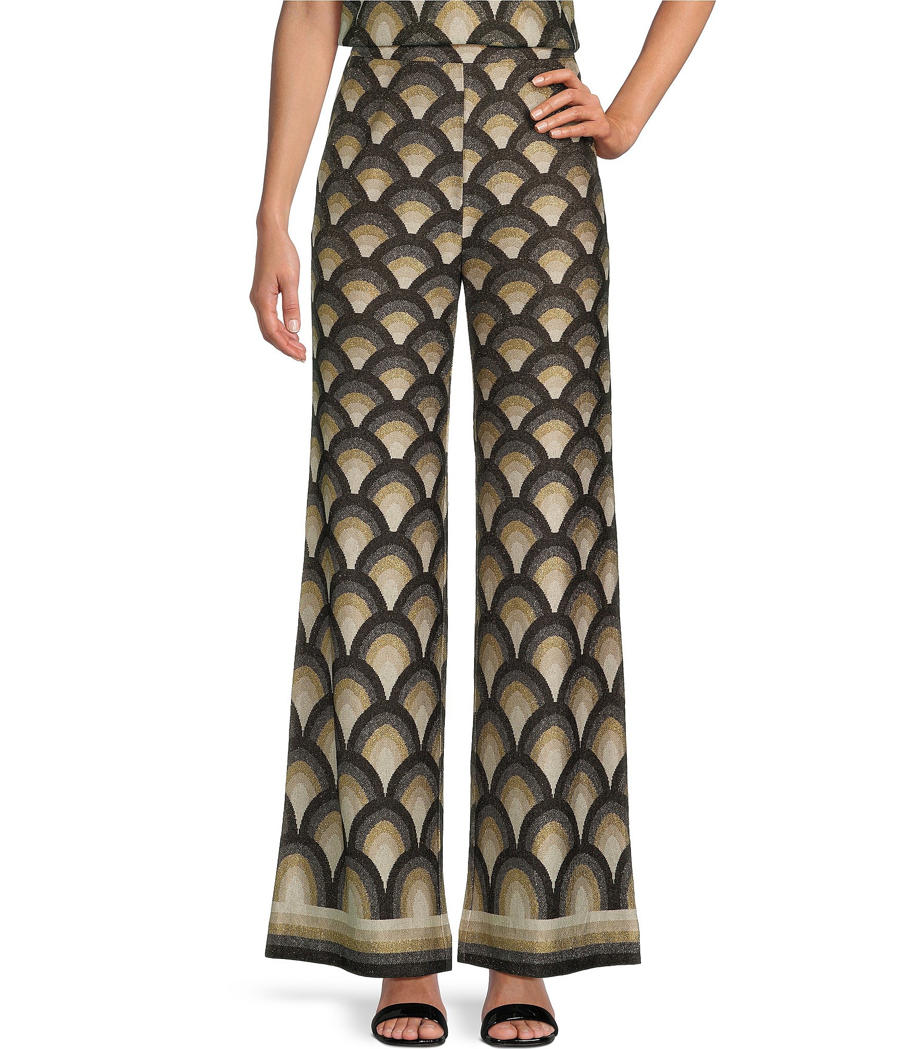 Trina Turk Wasabi 2 Stretch Woven Pocketed High Waisted Wide-Leg Belted  Pant