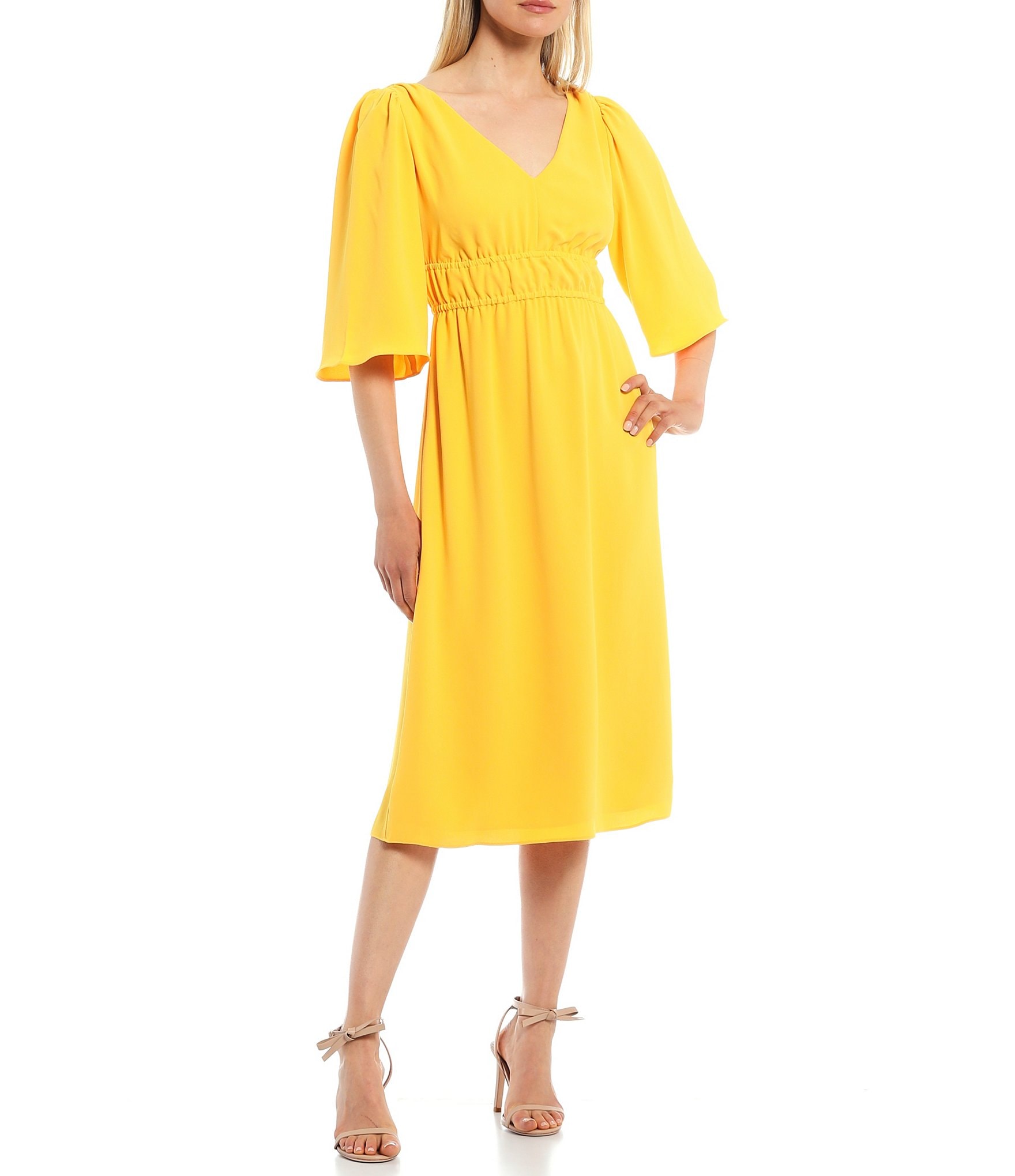 Trina Turk Bonnie V-Neck Flare Sleeve Empire Waist Dress | Dillard's
