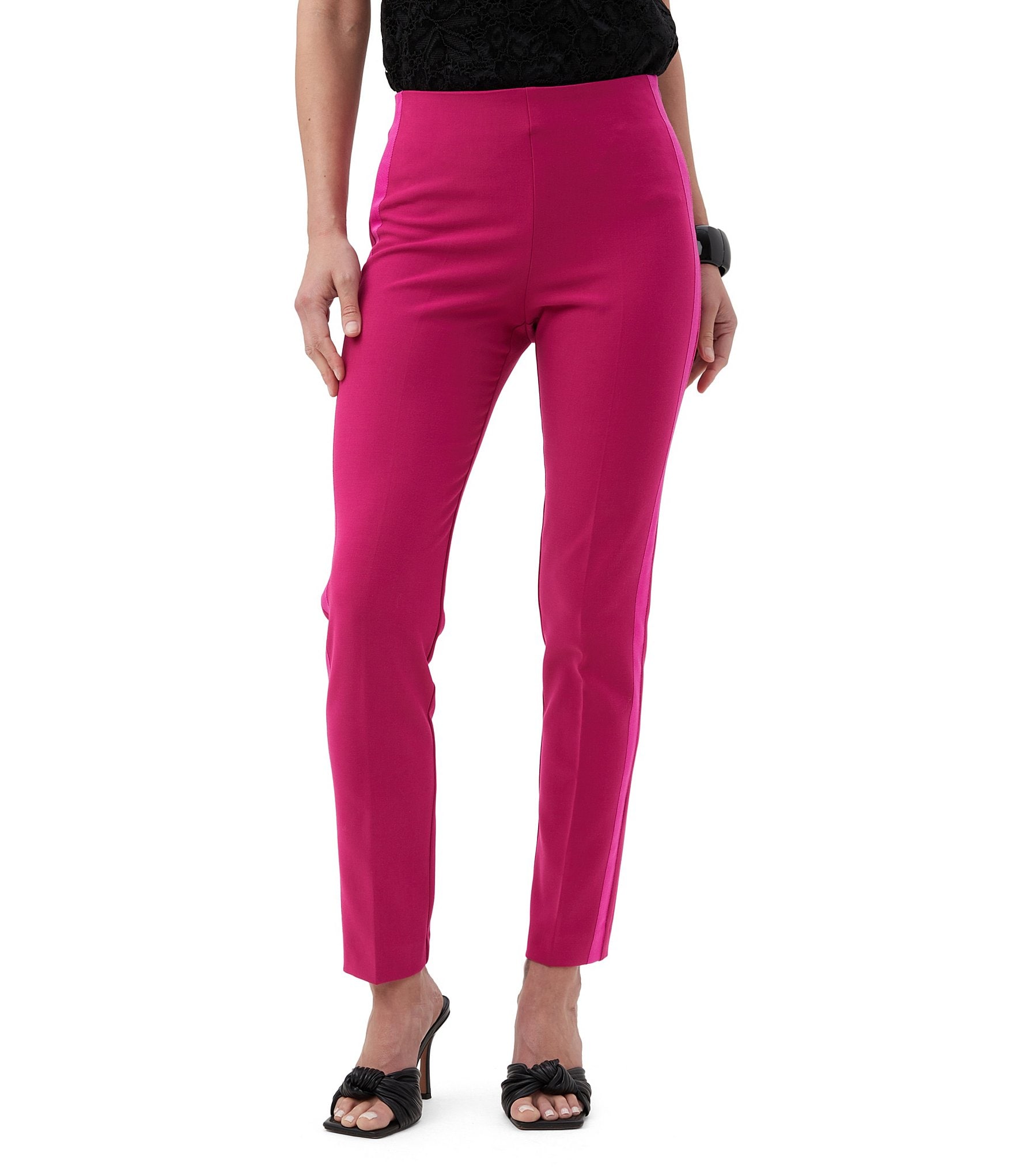 Trina Turk Furusato Stretch Woven Grosgrain-Trim Straight Leg Pants ...