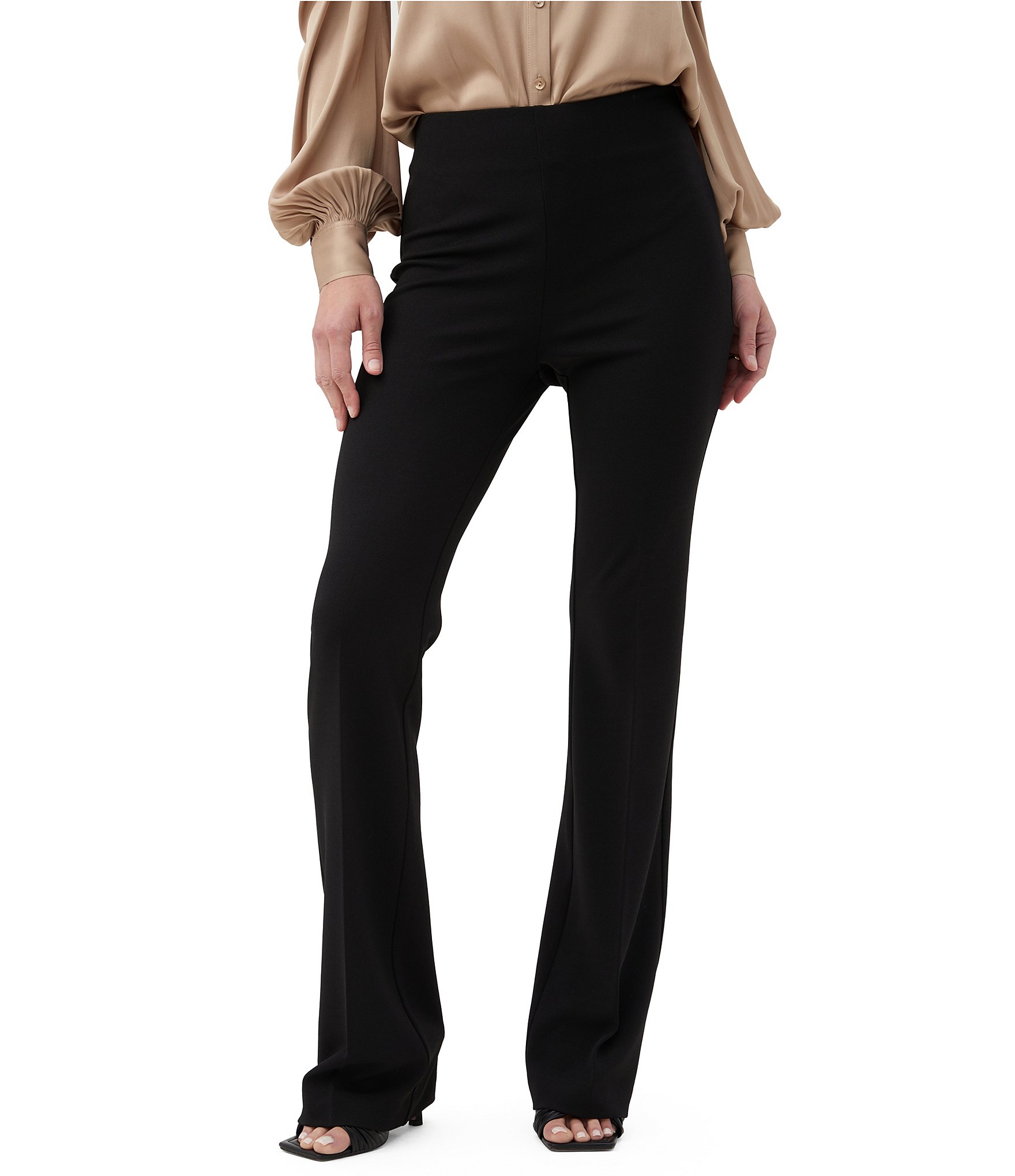 Trina Turk Jacoba Knit High Waisted Side Zip Flared Hem Pants 