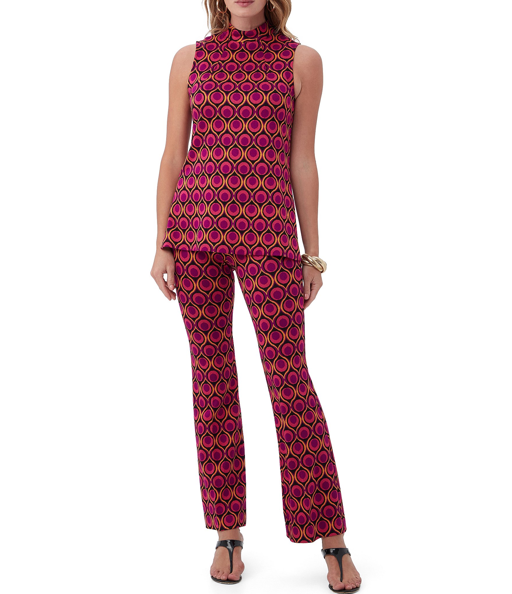 Trina Turk Jacoba Knit Jacquard Torch Abstract Print Slim Pull-On Coordinating Pants