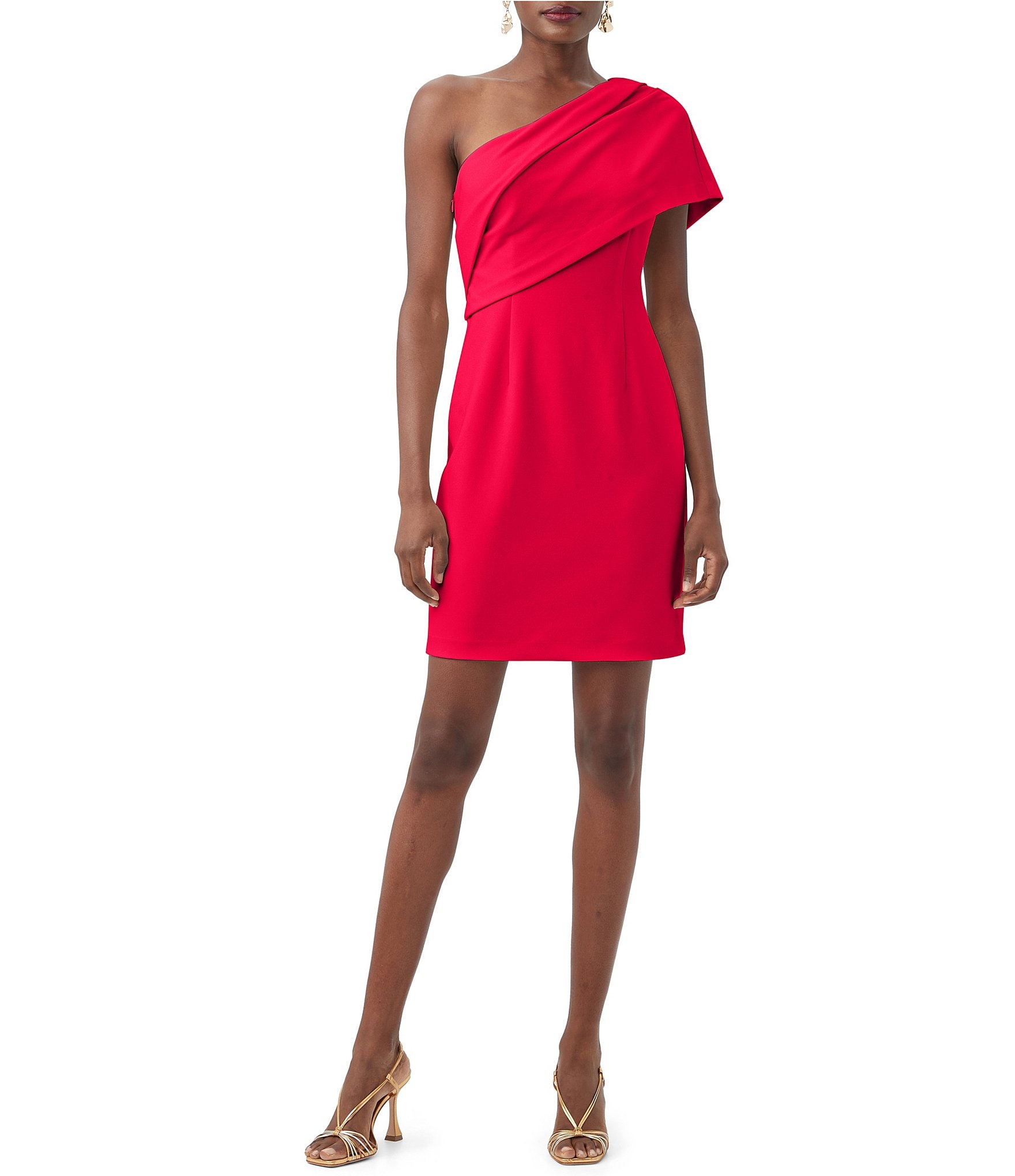 Trina Turk Makina Crepe Knit One Shoulder Short Sleeve Dress Trina Turk Makina Crepe Knit One Shoulder Short Sleeve Dress