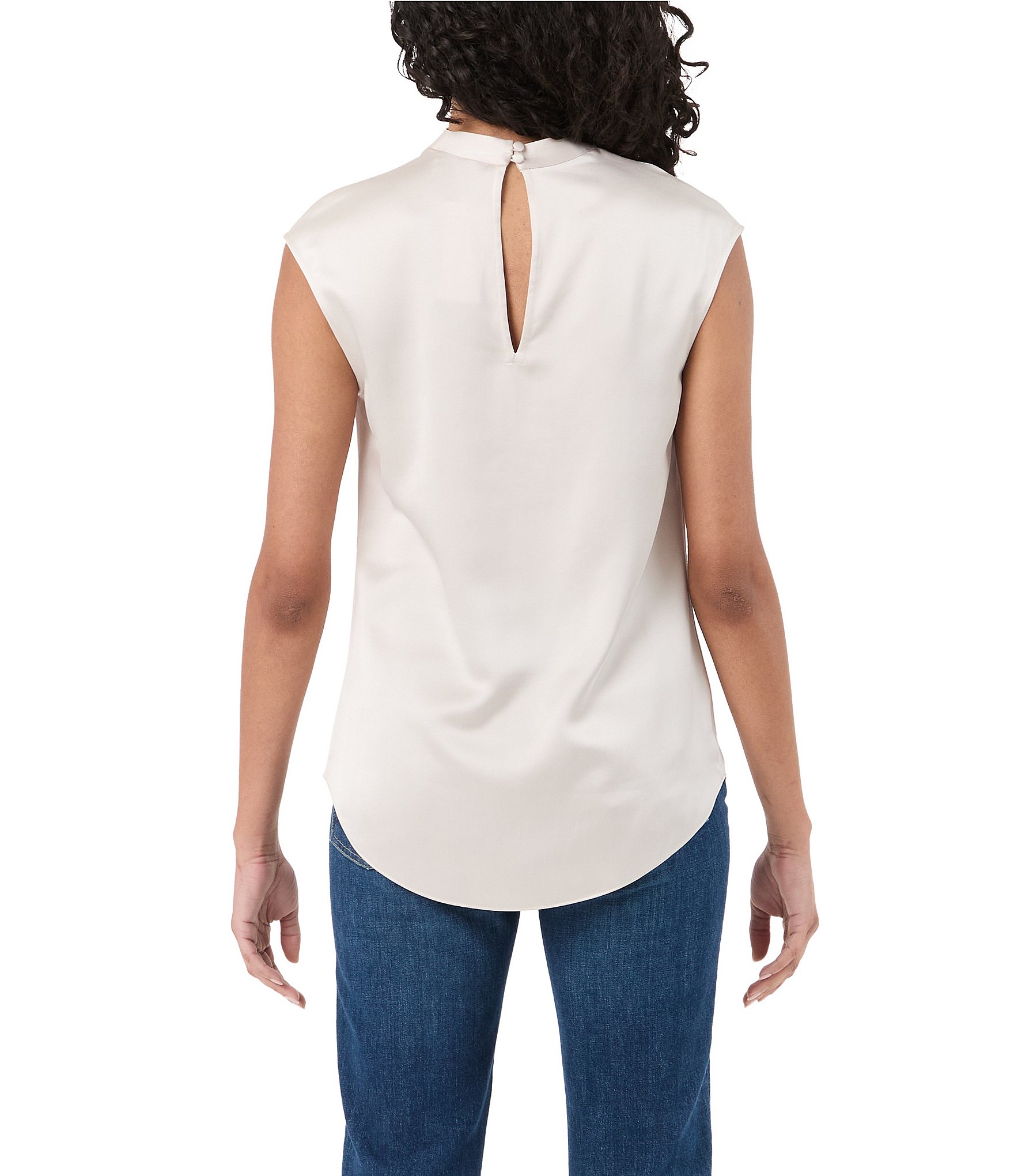 Trina Turk Mikan Satin Cowl Neck Cap Sleeve Top