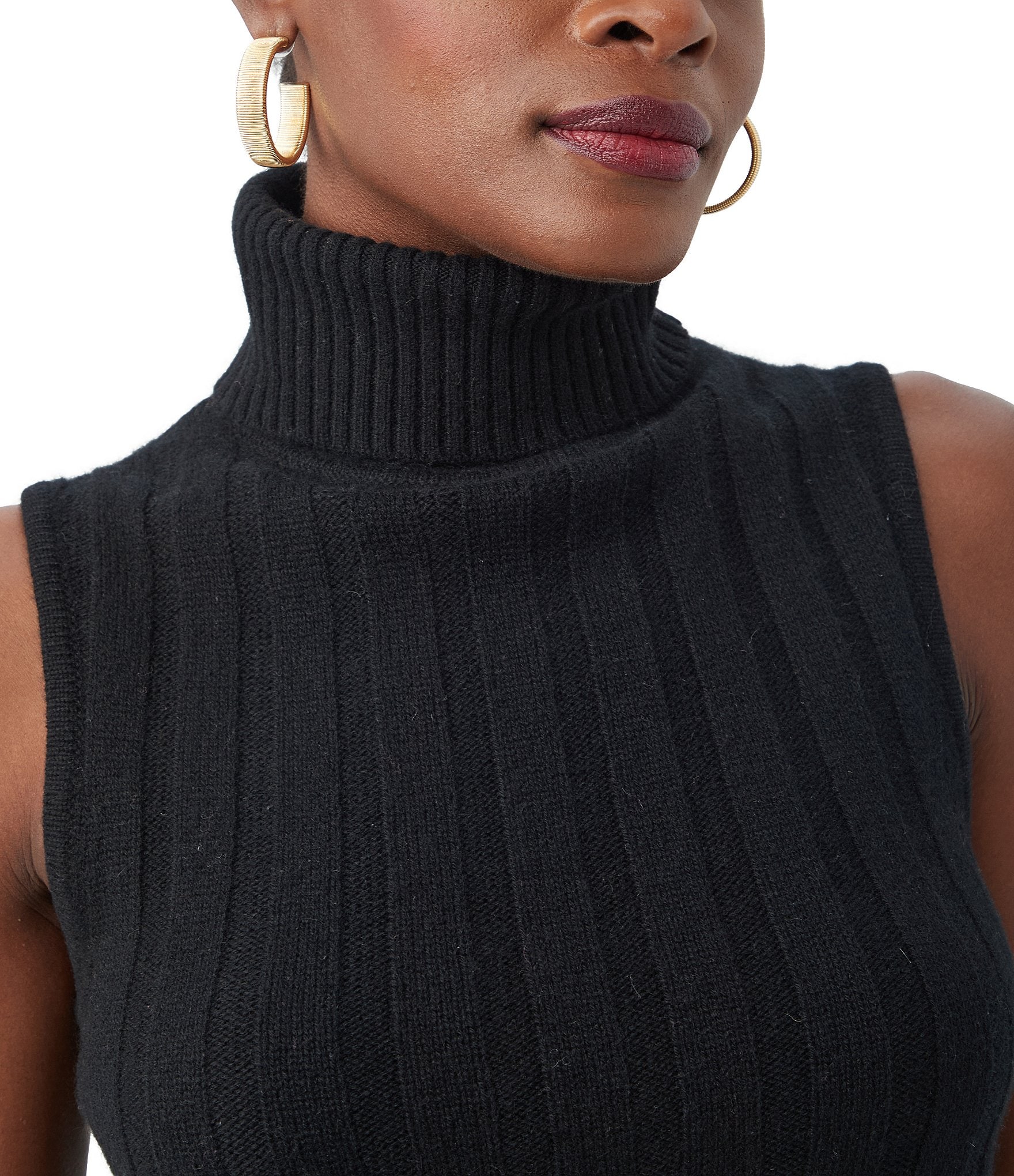 Trina Turk Onassis Ribbed Knit Turtleneck Sleeveless Top