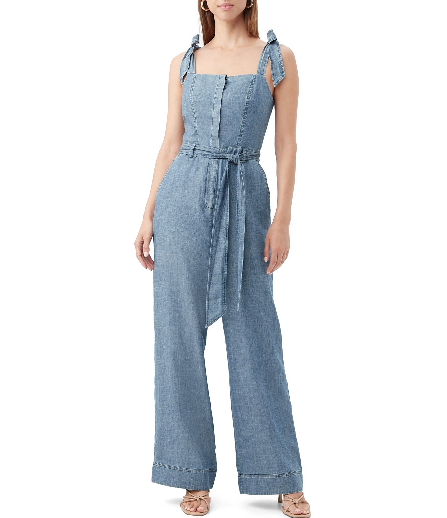 【PORTERNA】belted jumpsuit V-neck jumpsuit with belt - Women | MANGO OUTLET USA