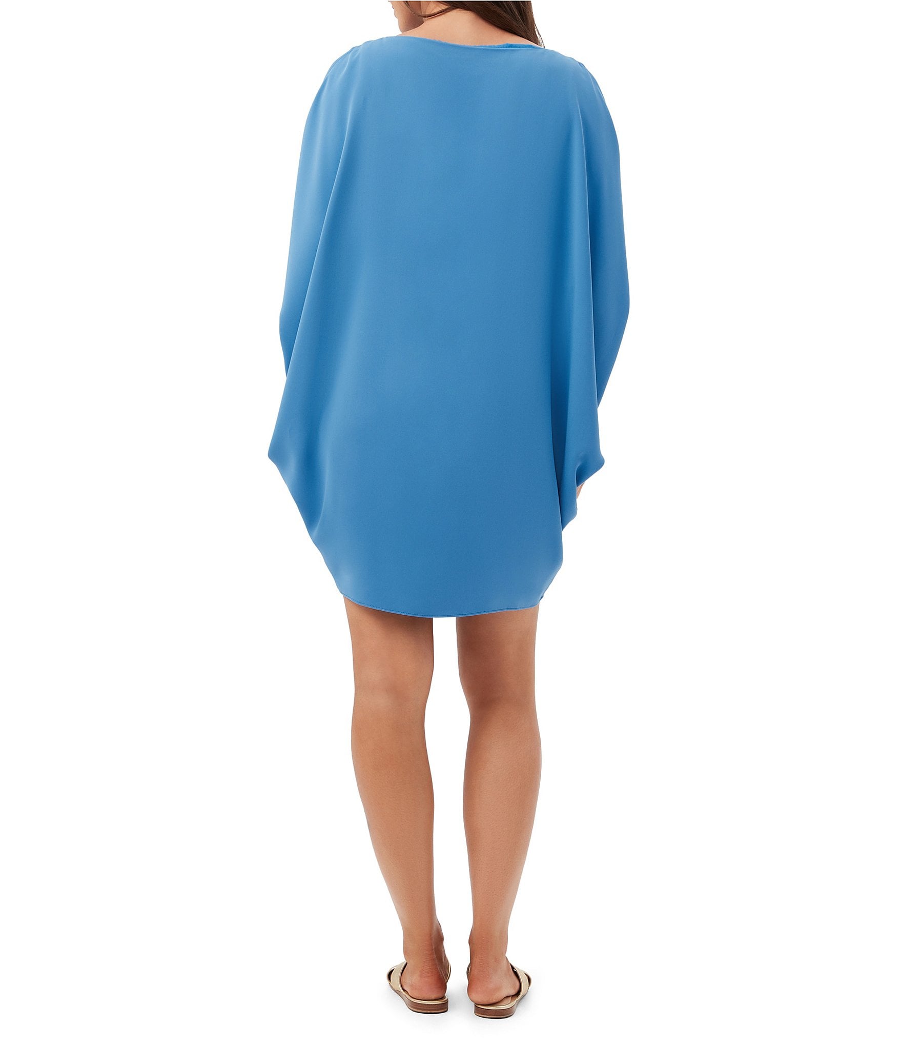 Trina Turk Razu Georgette Boat Neck Split Sleeve Dress