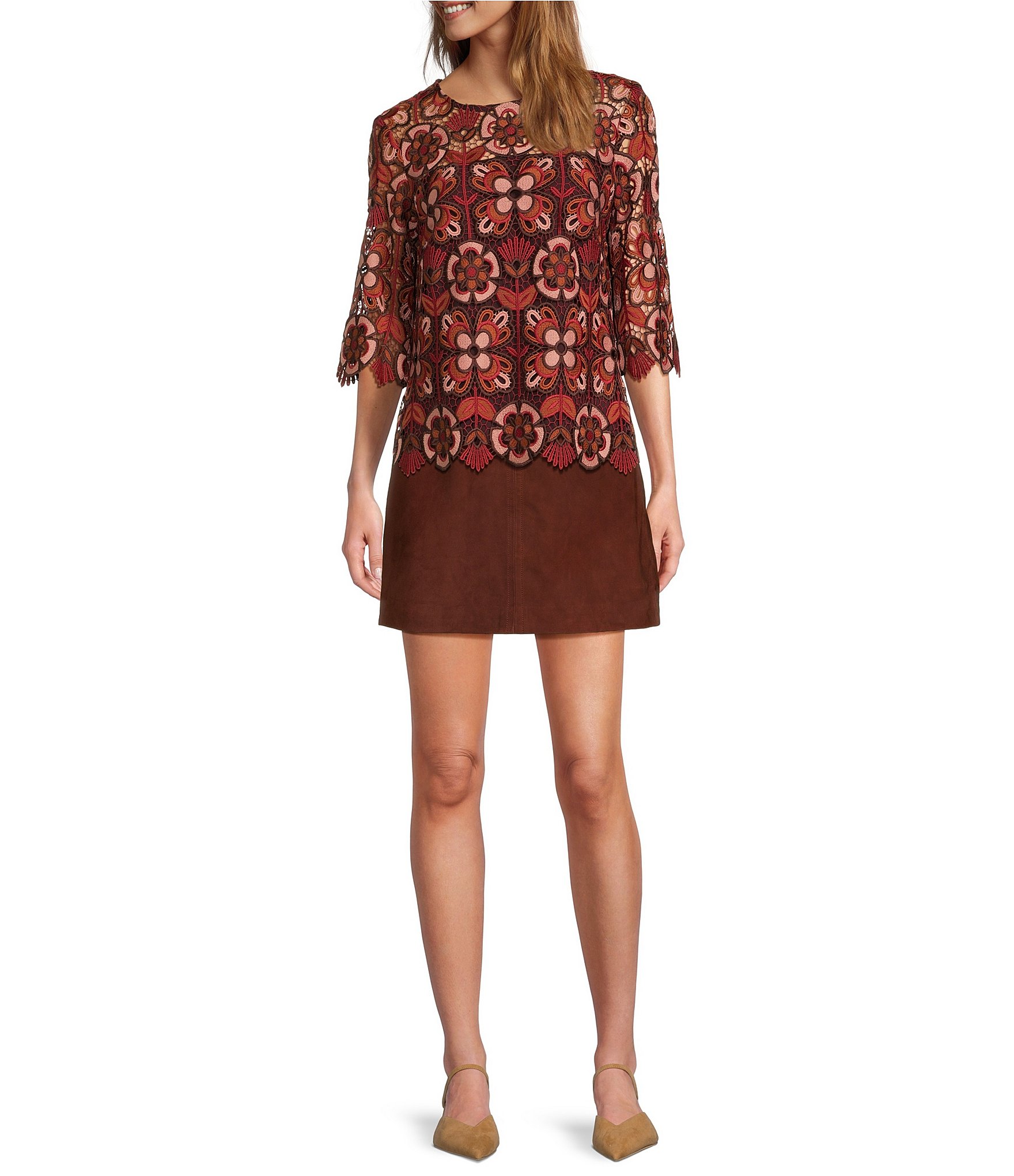 Trina Turk Rico 2 Suede High Waist A-Line Mini Skirt