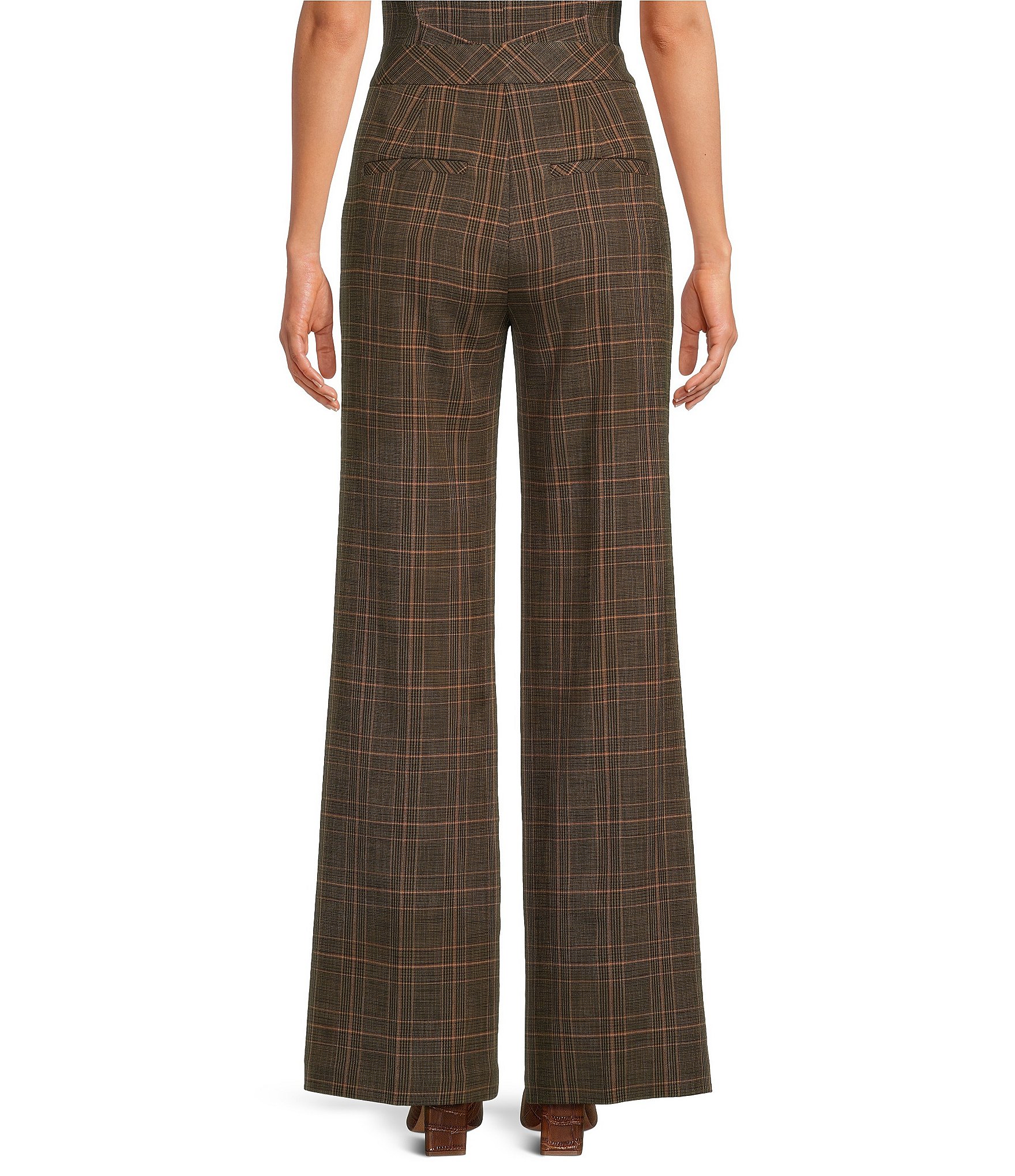 Trina Turk Sadie Woven Plaid Print Wide Leg Flat Front Coordinating Pant