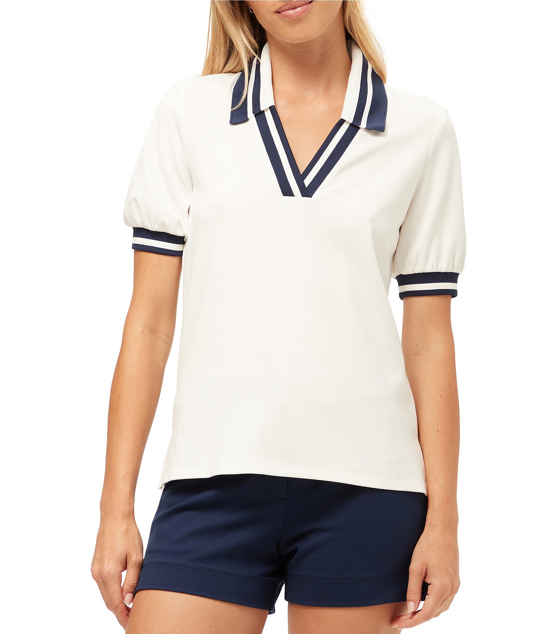 Trina Turk Set Point V-Neck Short Sleeve Top