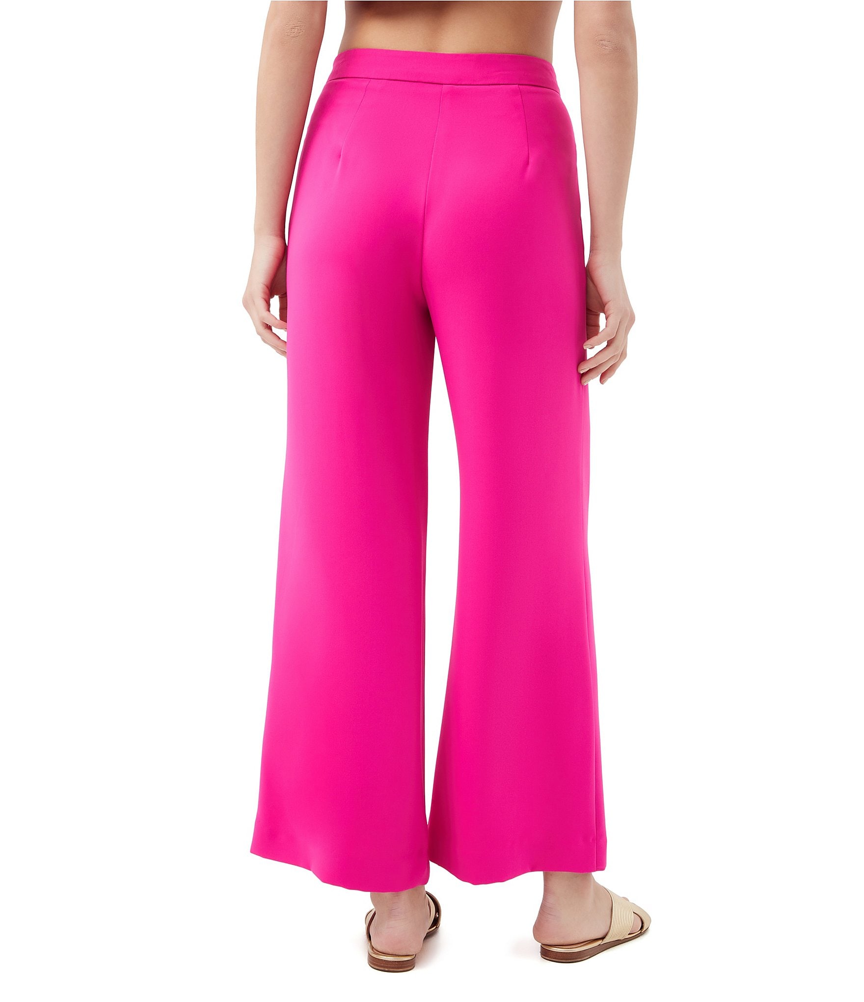 Trina Turk Verity Georgette Mid-Rise Wide Leg Ankle Pants